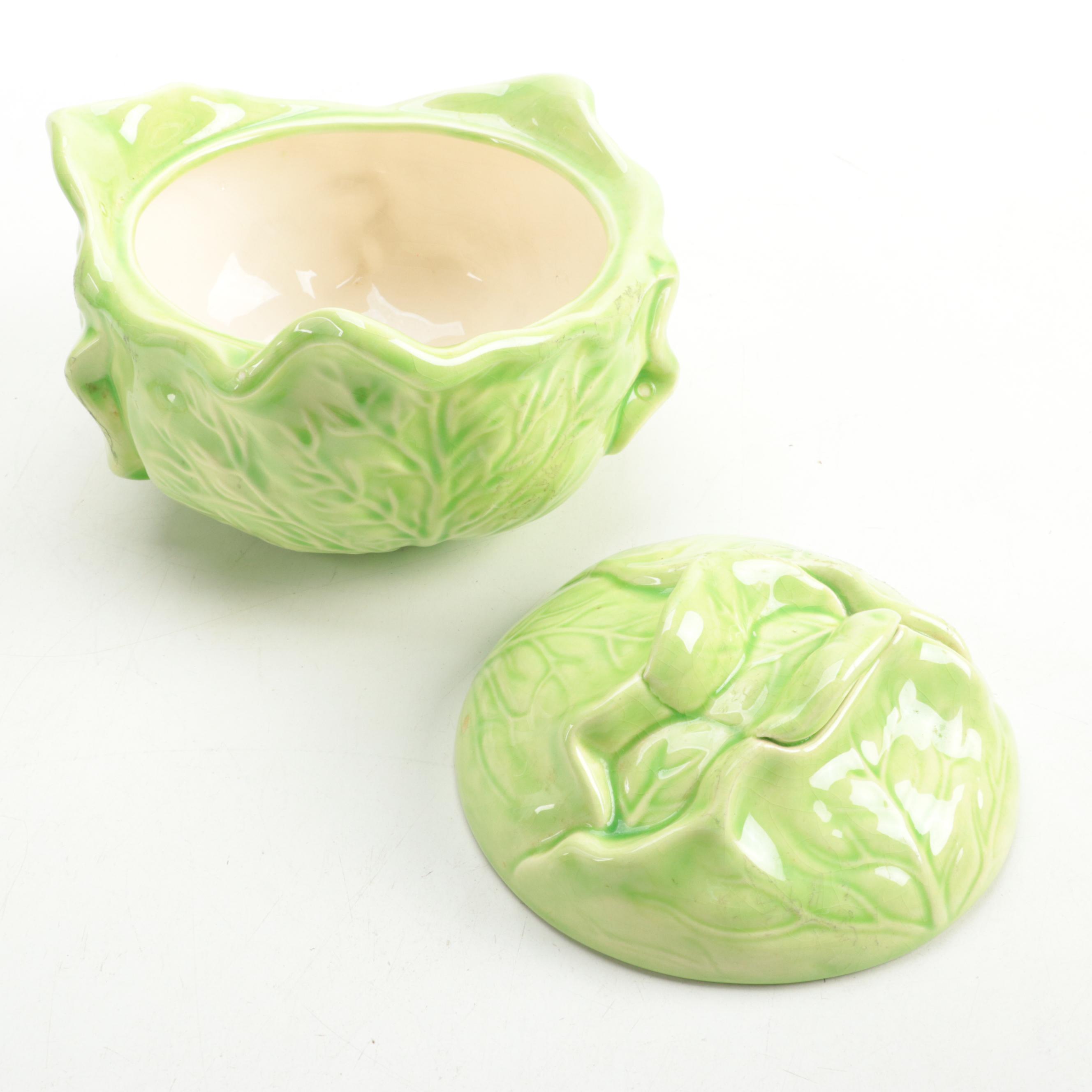 Portugese Cabbage Leaf Majolica Tableware and Other Platter