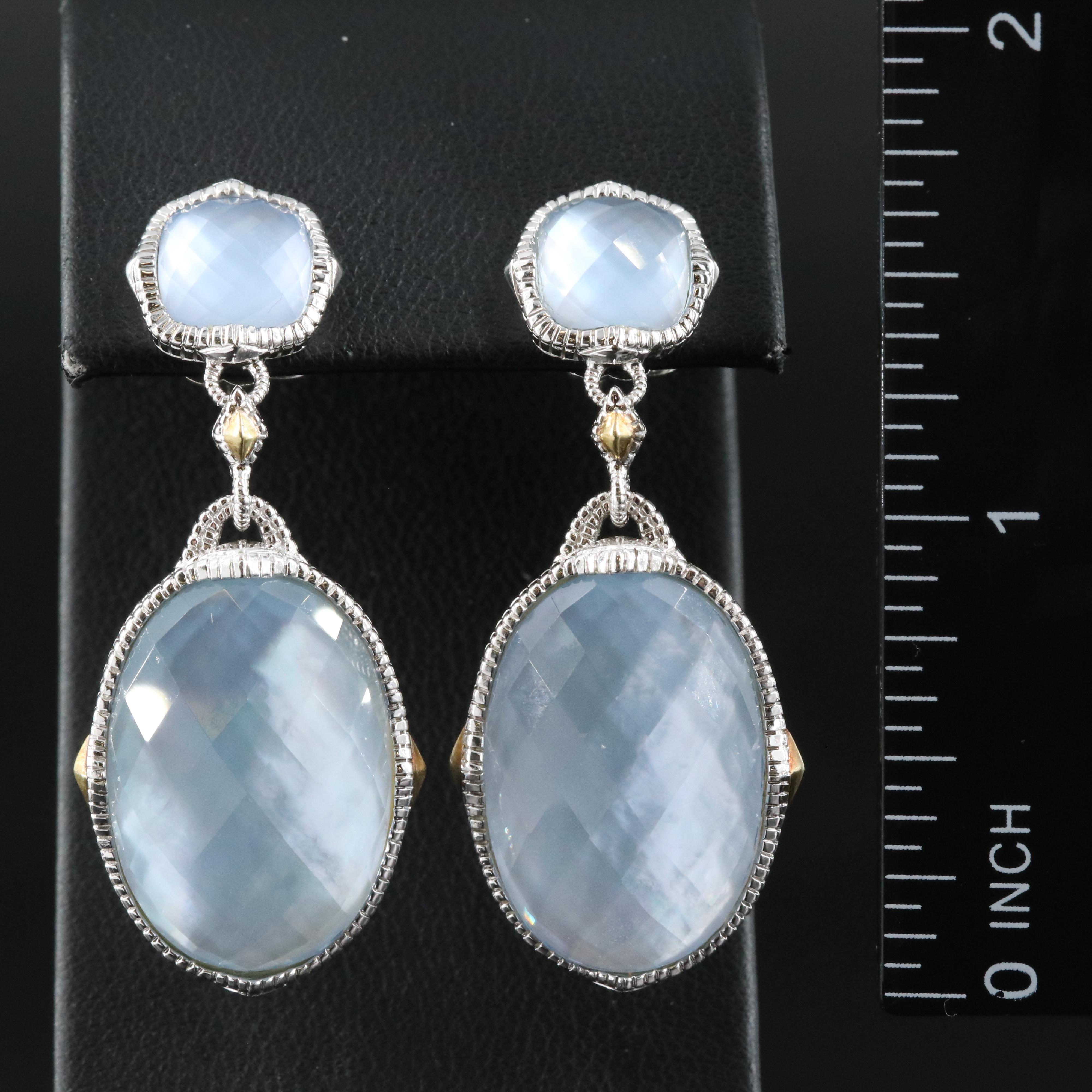 Judith Ripka Sterling Quartz Mother-of-Pearl Doublet Earrings with 18K Accents