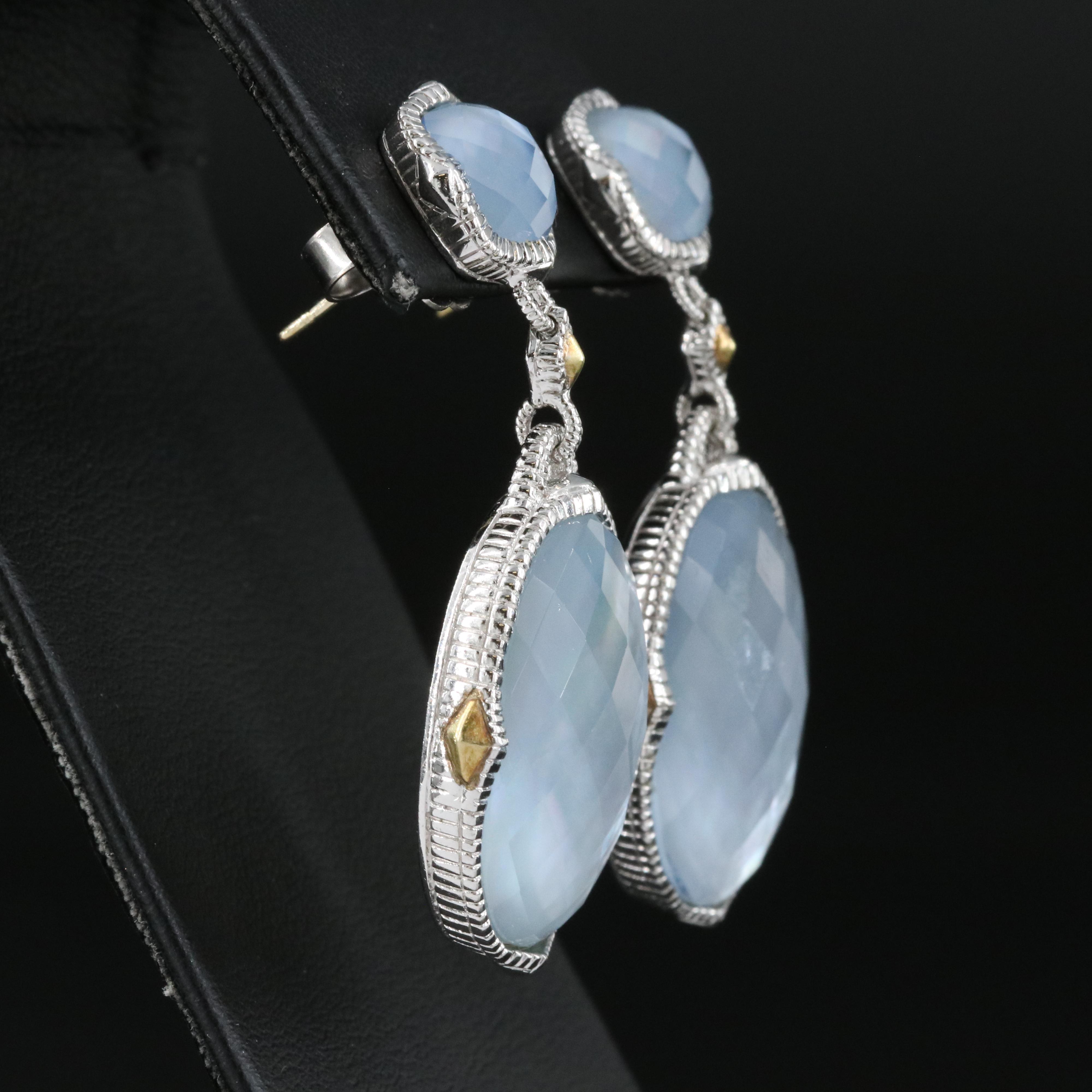 Judith Ripka Sterling Quartz Mother-of-Pearl Doublet Earrings with 18K Accents
