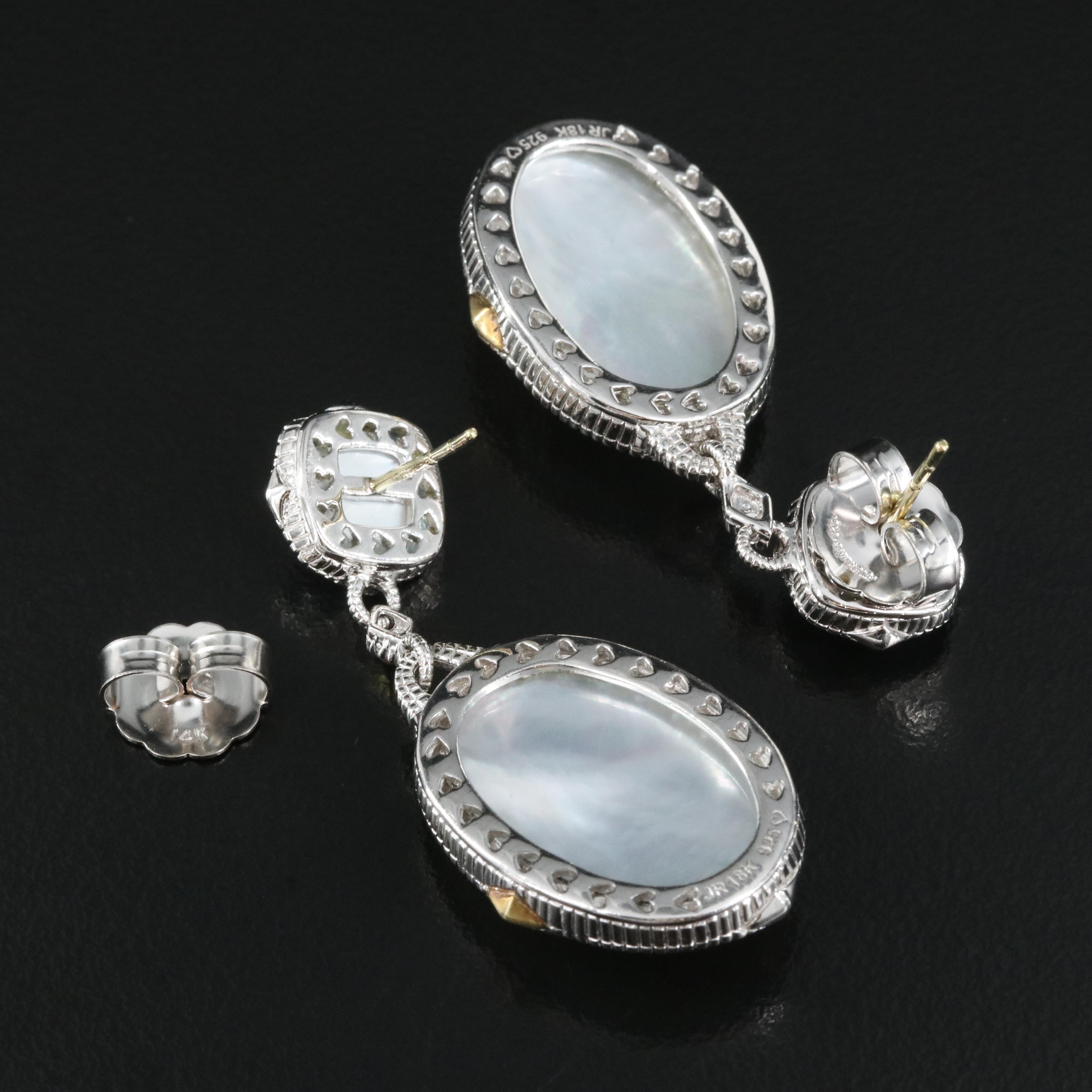 Judith Ripka Sterling Quartz Mother-of-Pearl Doublet Earrings with 18K Accents