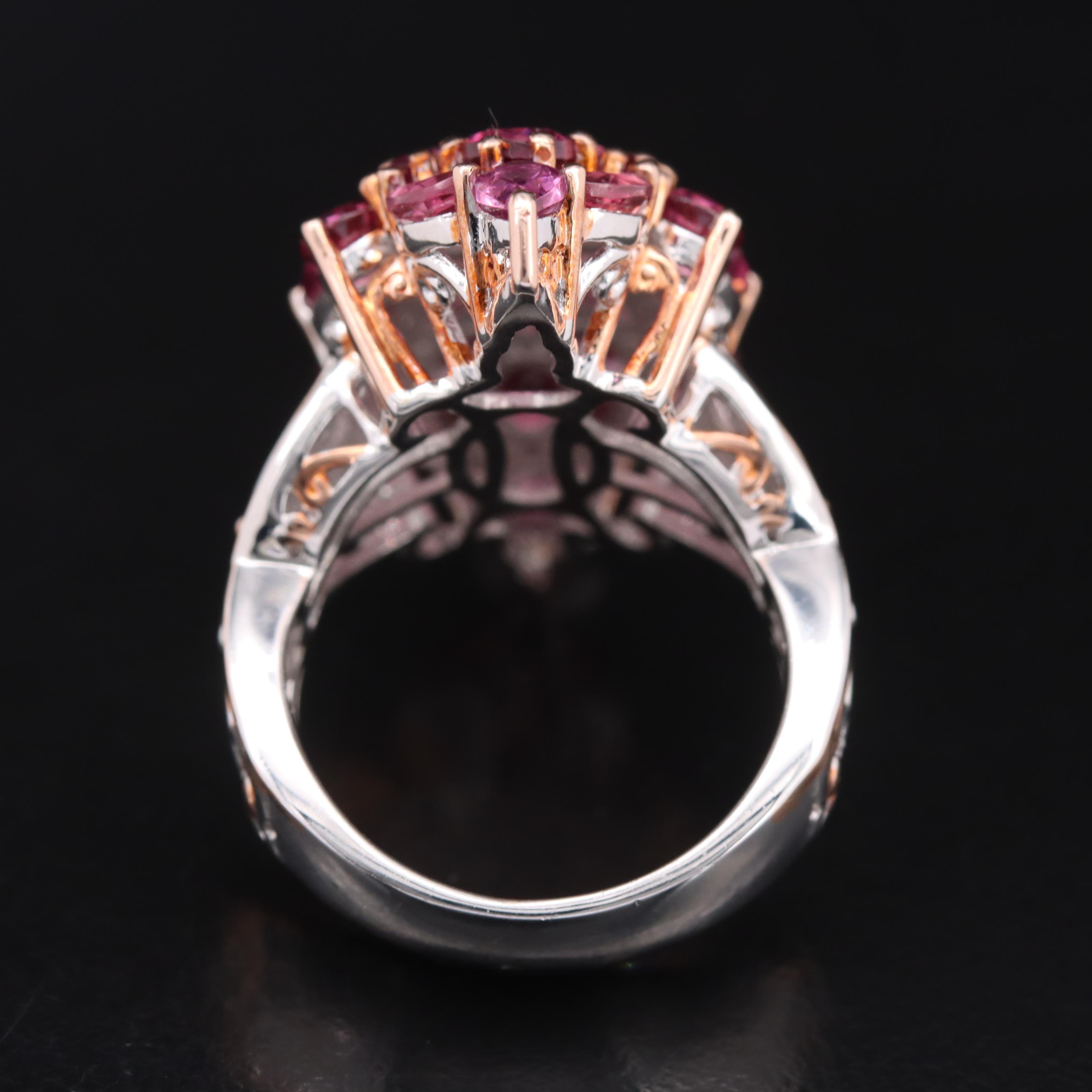 Sterling Garnet Navette Cluster Ring