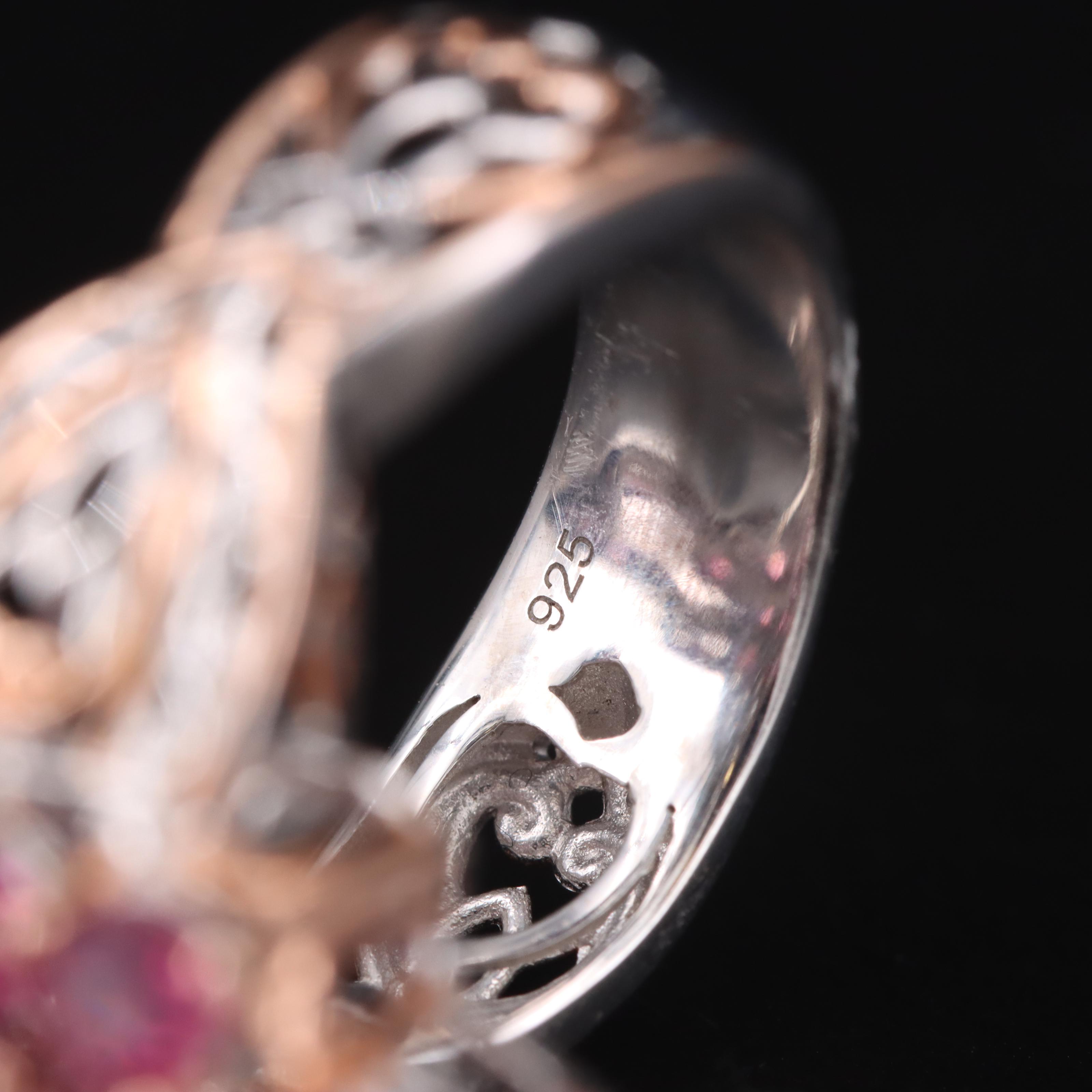 Sterling Garnet Navette Cluster Ring