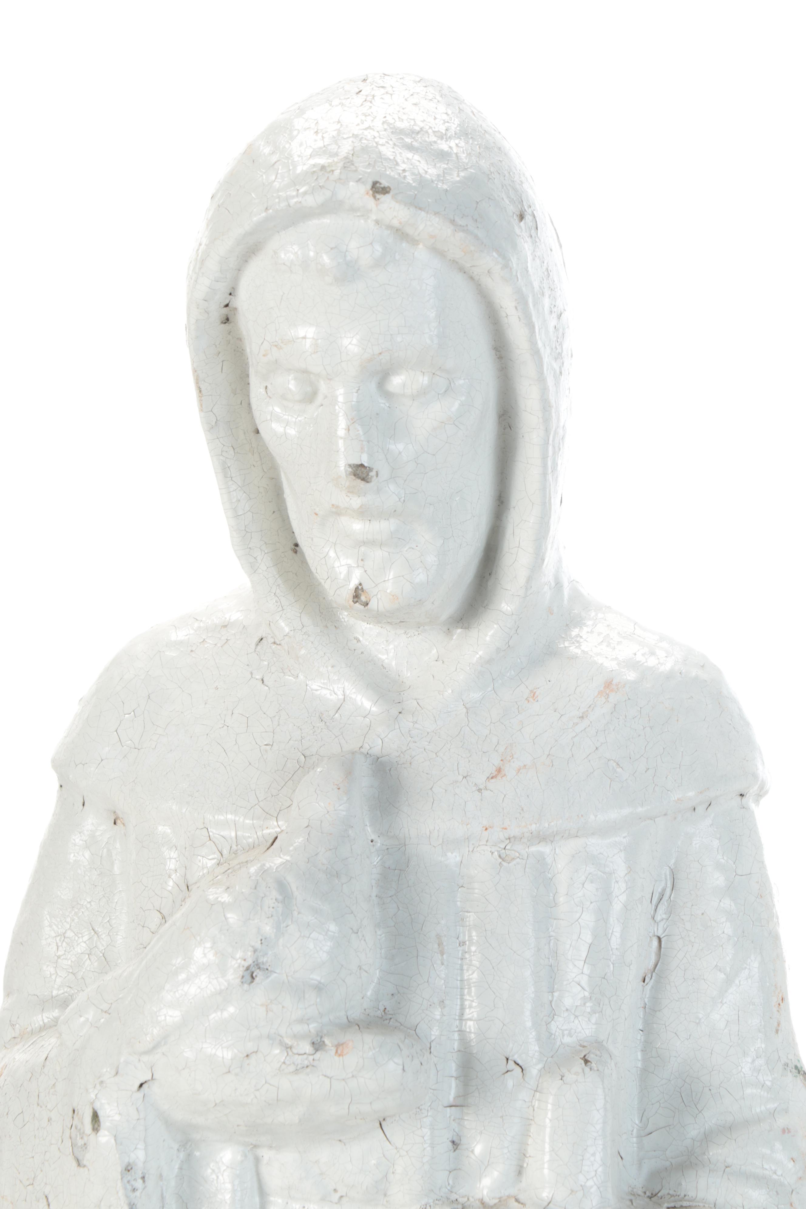 Painted Concreate Virgin Mary and St. Francis of Assisi Garden Statues
