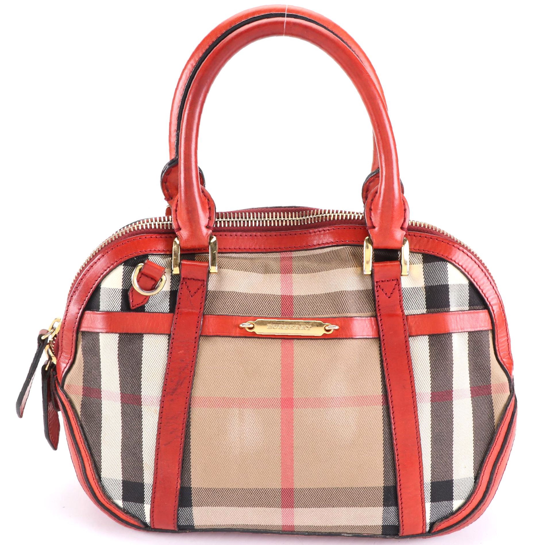 Burberry Bridle Orchard Handbag in House Check and Leather