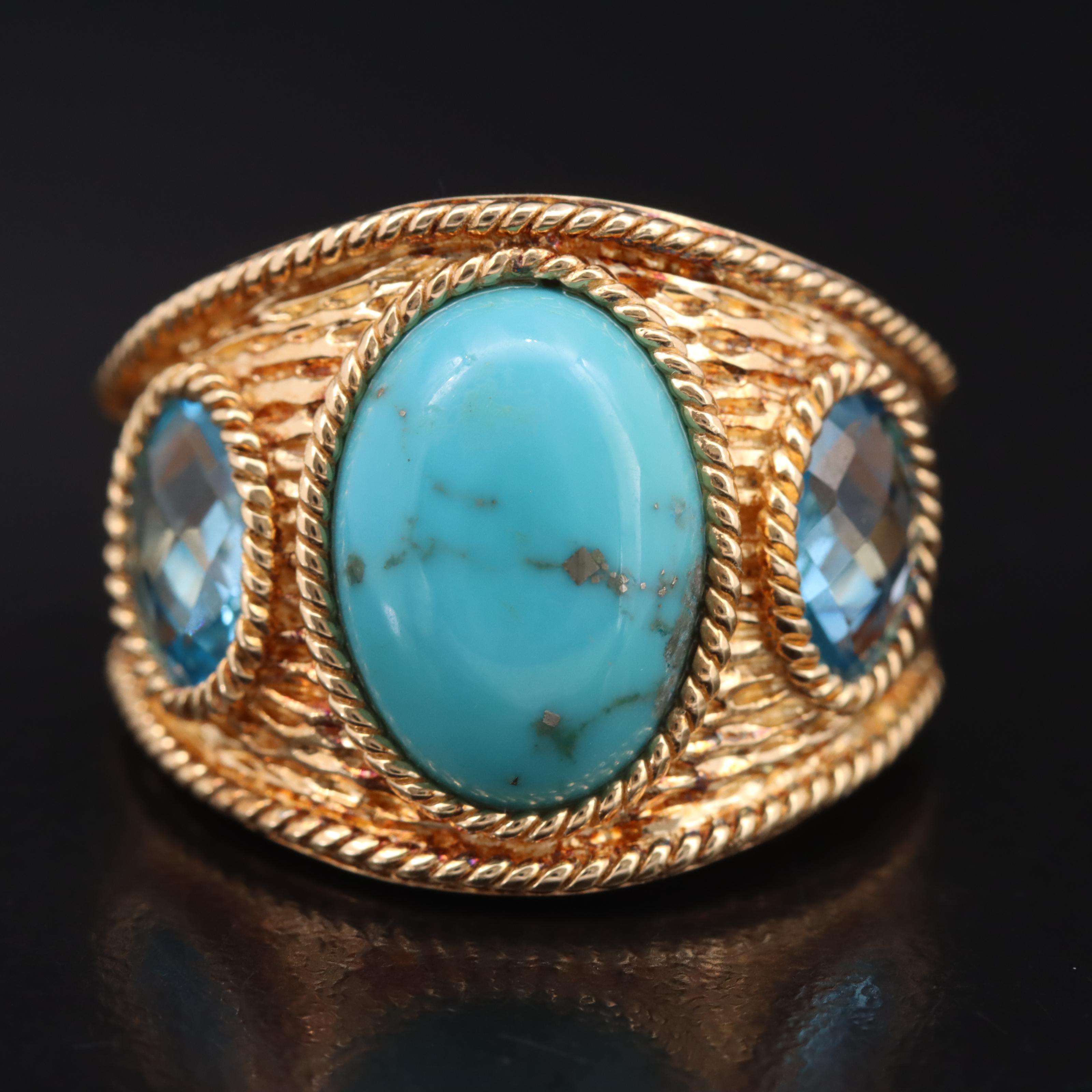Sterling Turquoise and Sky Blue Topaz Ring
