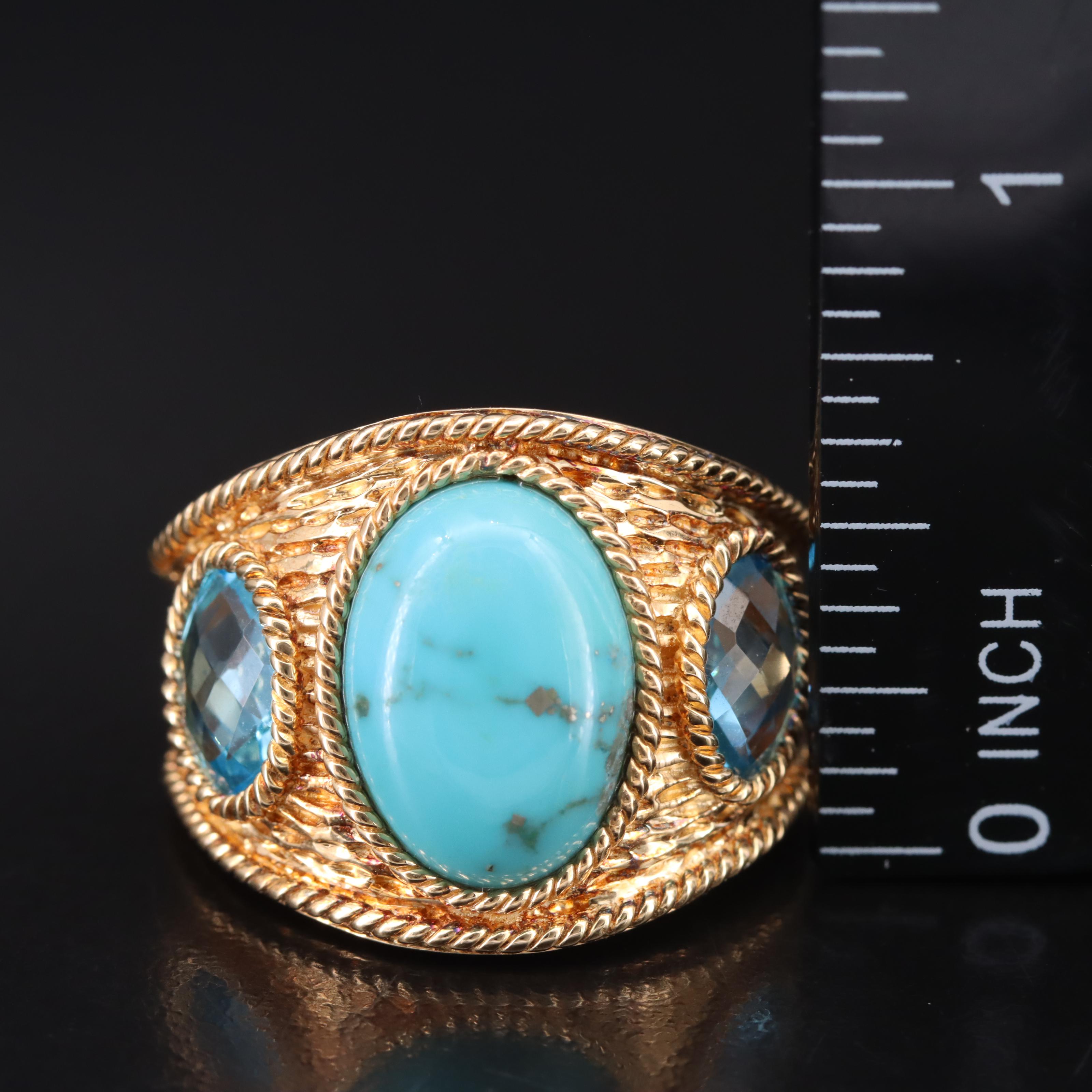 Sterling Turquoise and Sky Blue Topaz Ring