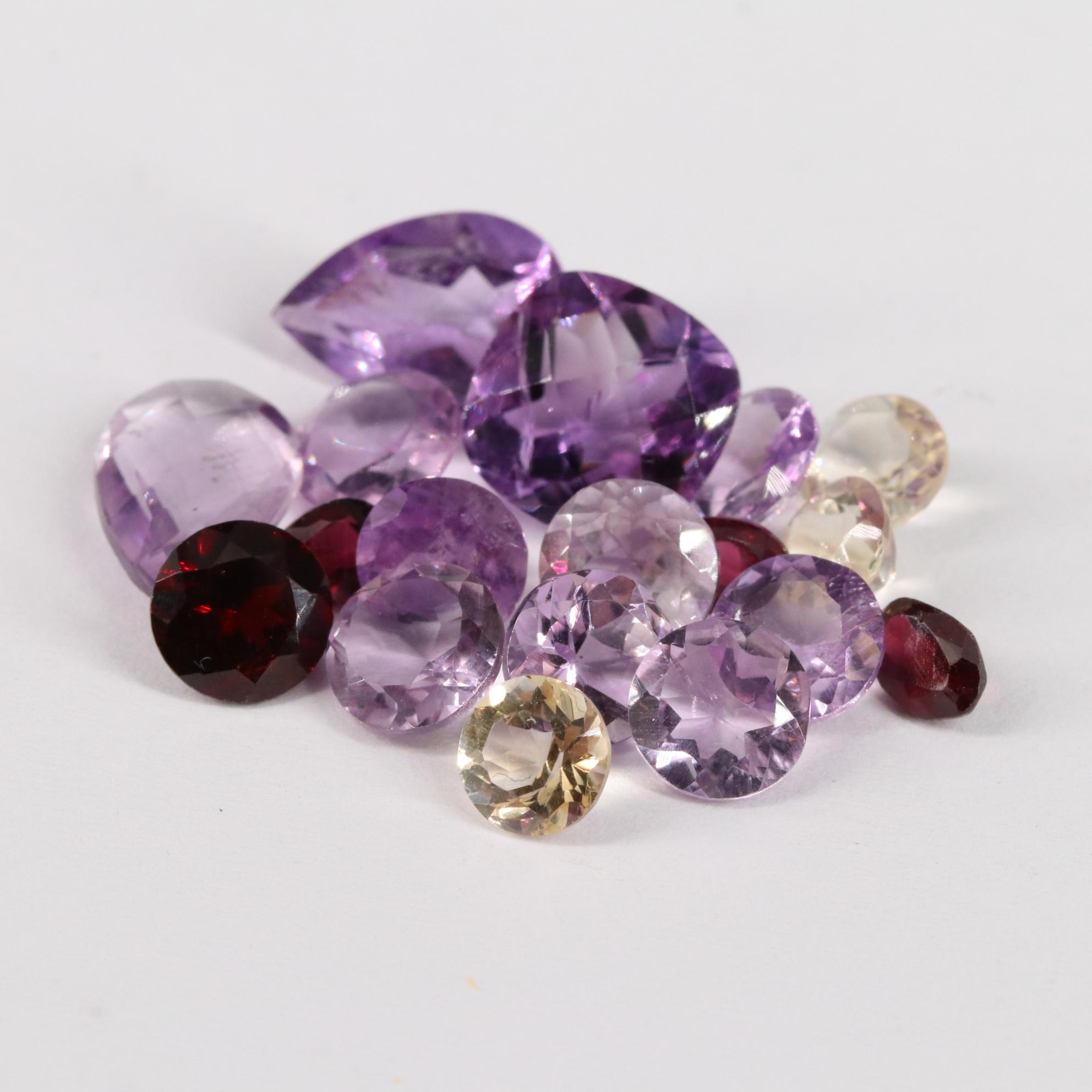 Loose 22.96 CTW Amethyst, Citrine, and Garnet