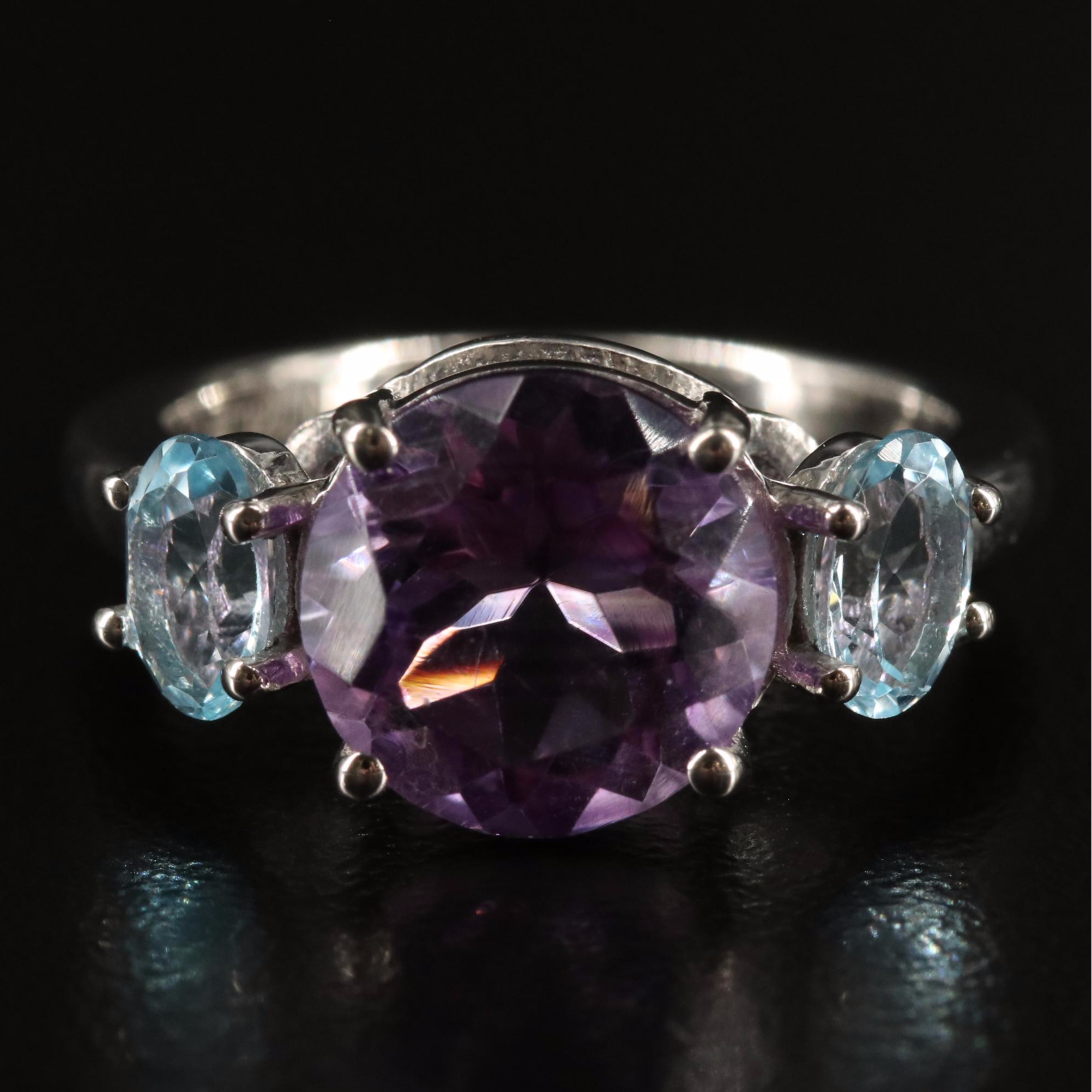 Sterling Amethyst and Blue Topaz Ring
