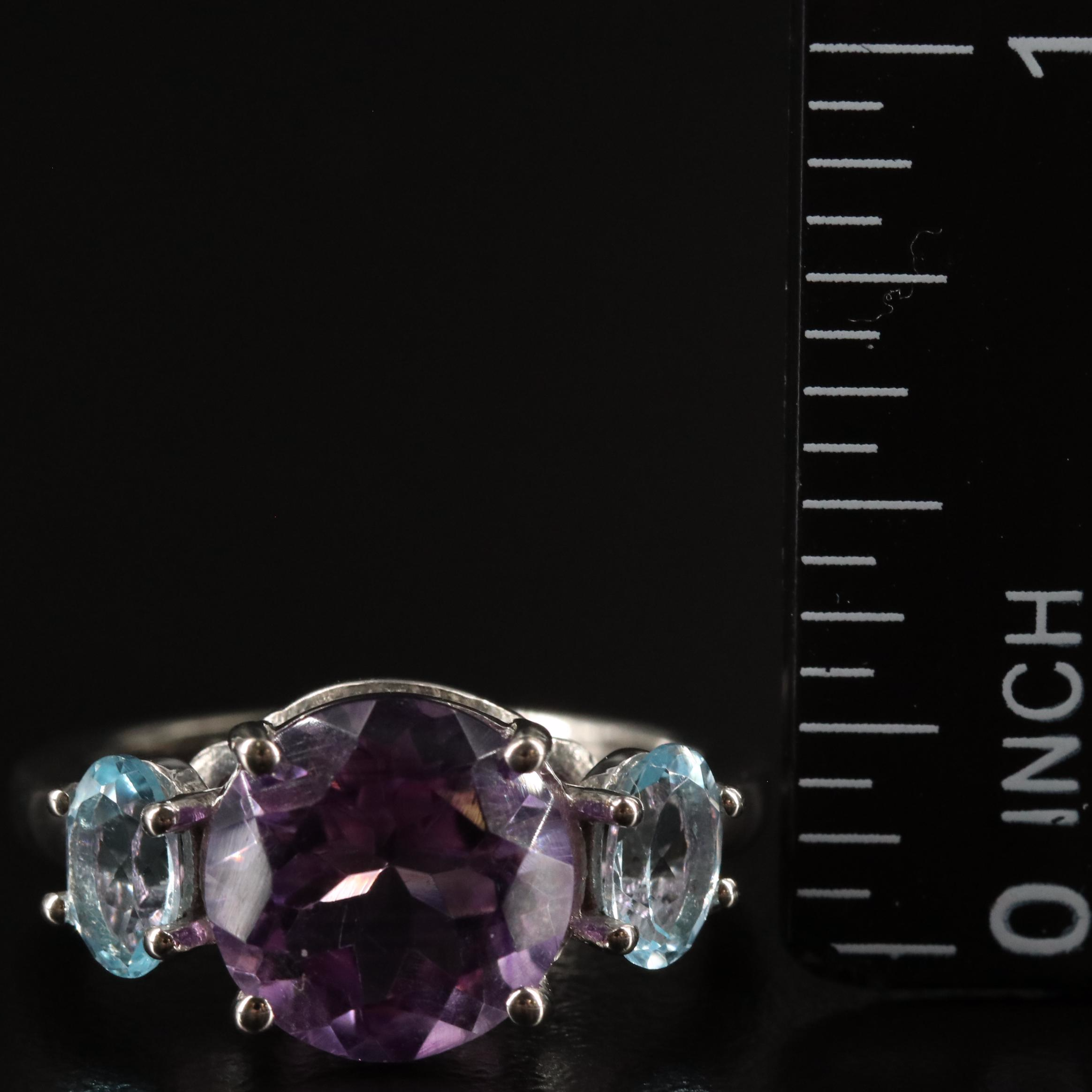 Sterling Amethyst and Blue Topaz Ring