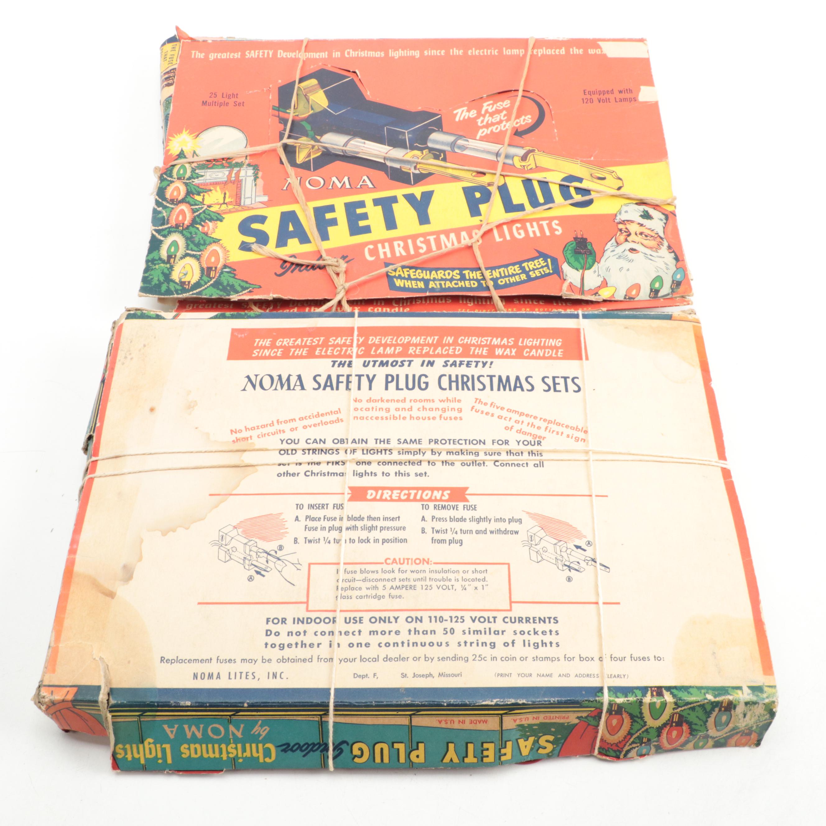 Noma Safety Christmas Light Plug With String Lights, Mid-20th Century