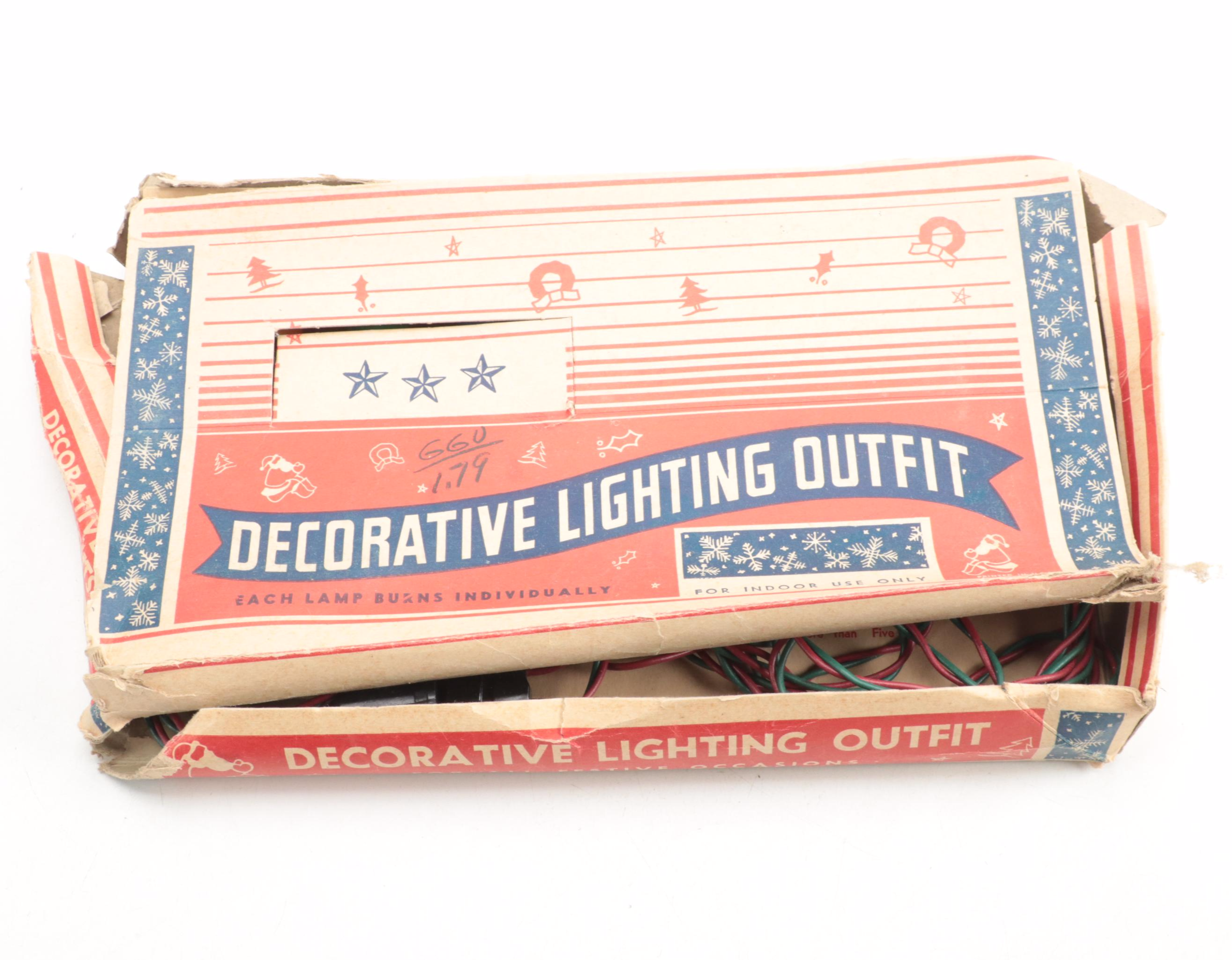 Noma Safety Christmas Light Plug With String Lights, Mid-20th Century