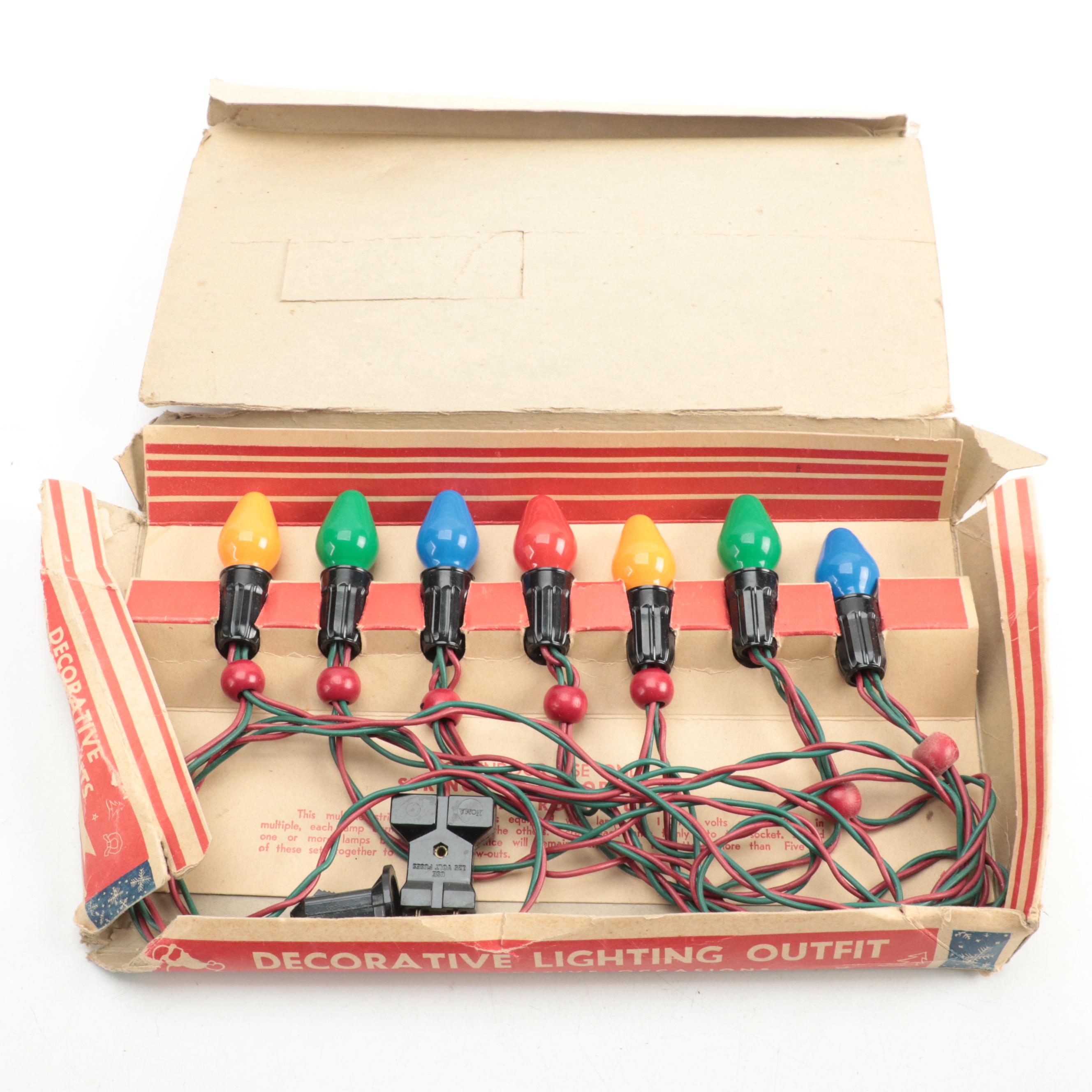 Noma Safety Christmas Light Plug With String Lights, Mid-20th Century