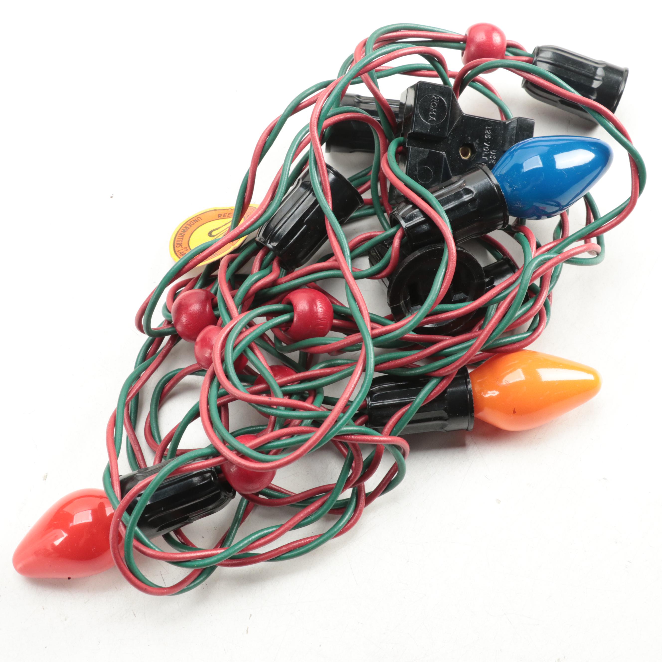 Noma Safety Christmas Light Plug With String Lights, Mid-20th Century