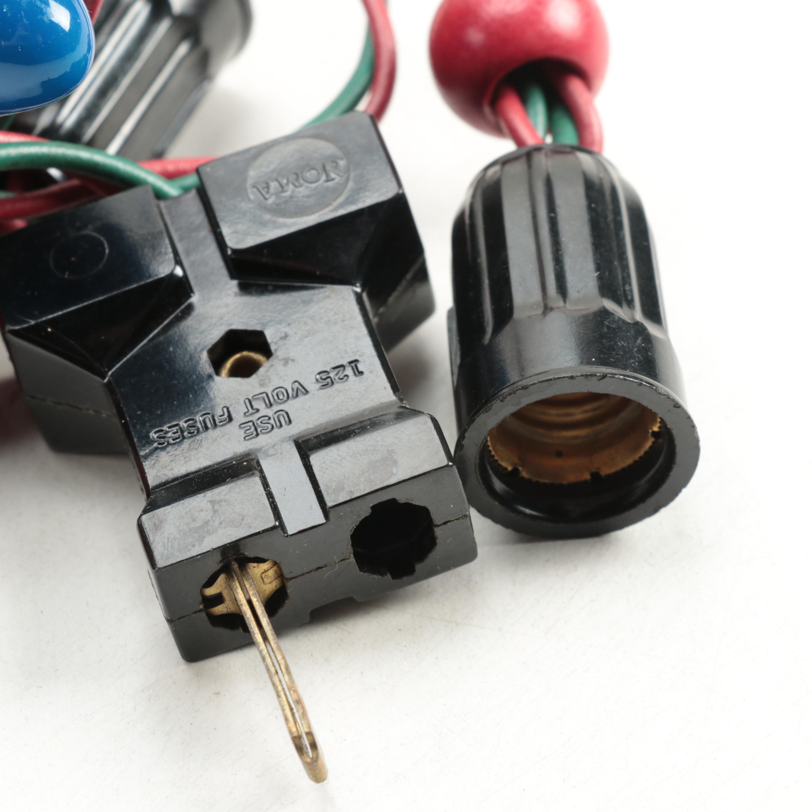 Noma Safety Christmas Light Plug With String Lights, Mid-20th Century