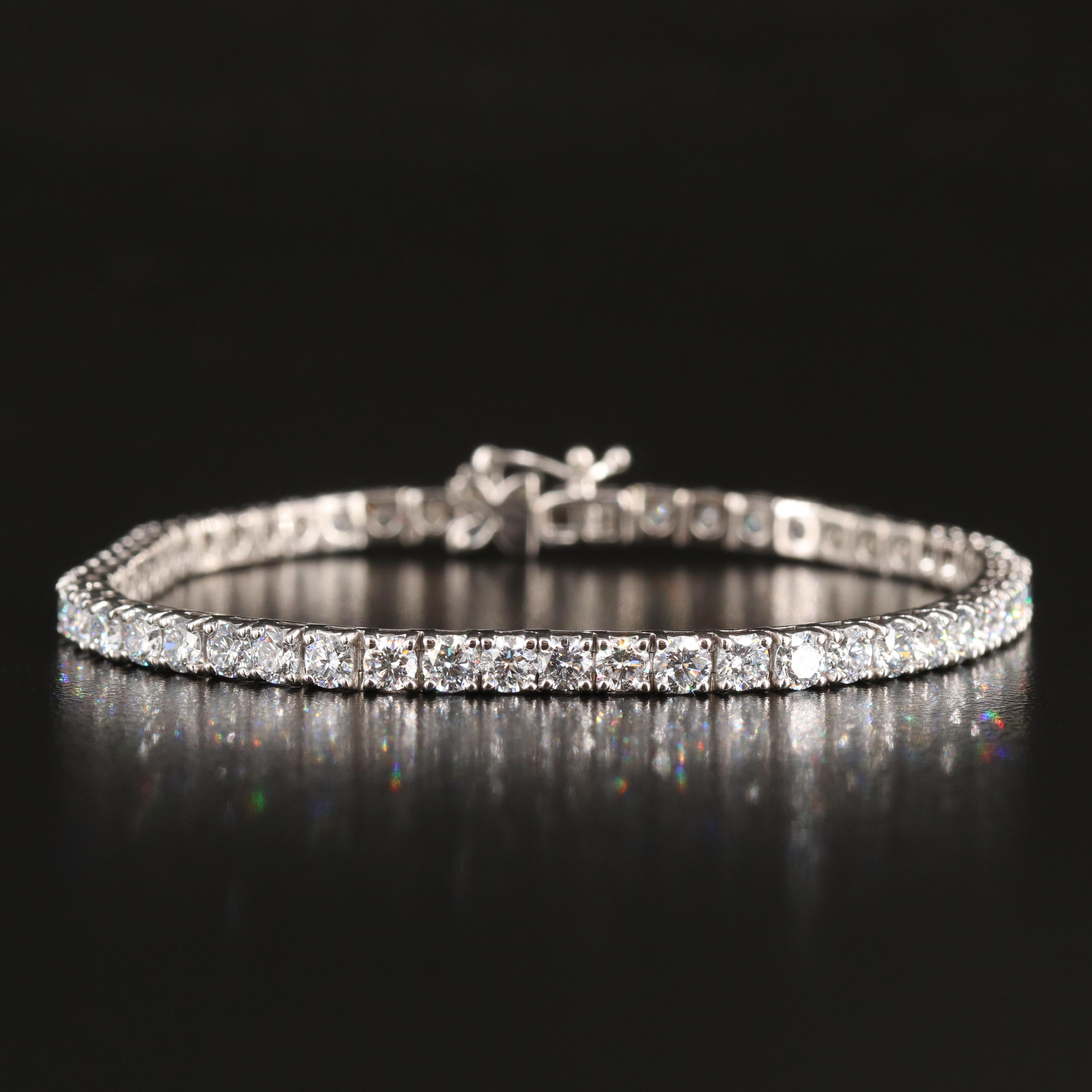 14K 7.00 CTW Lab Grown Diamond Line Bracelet with Floral Clasp