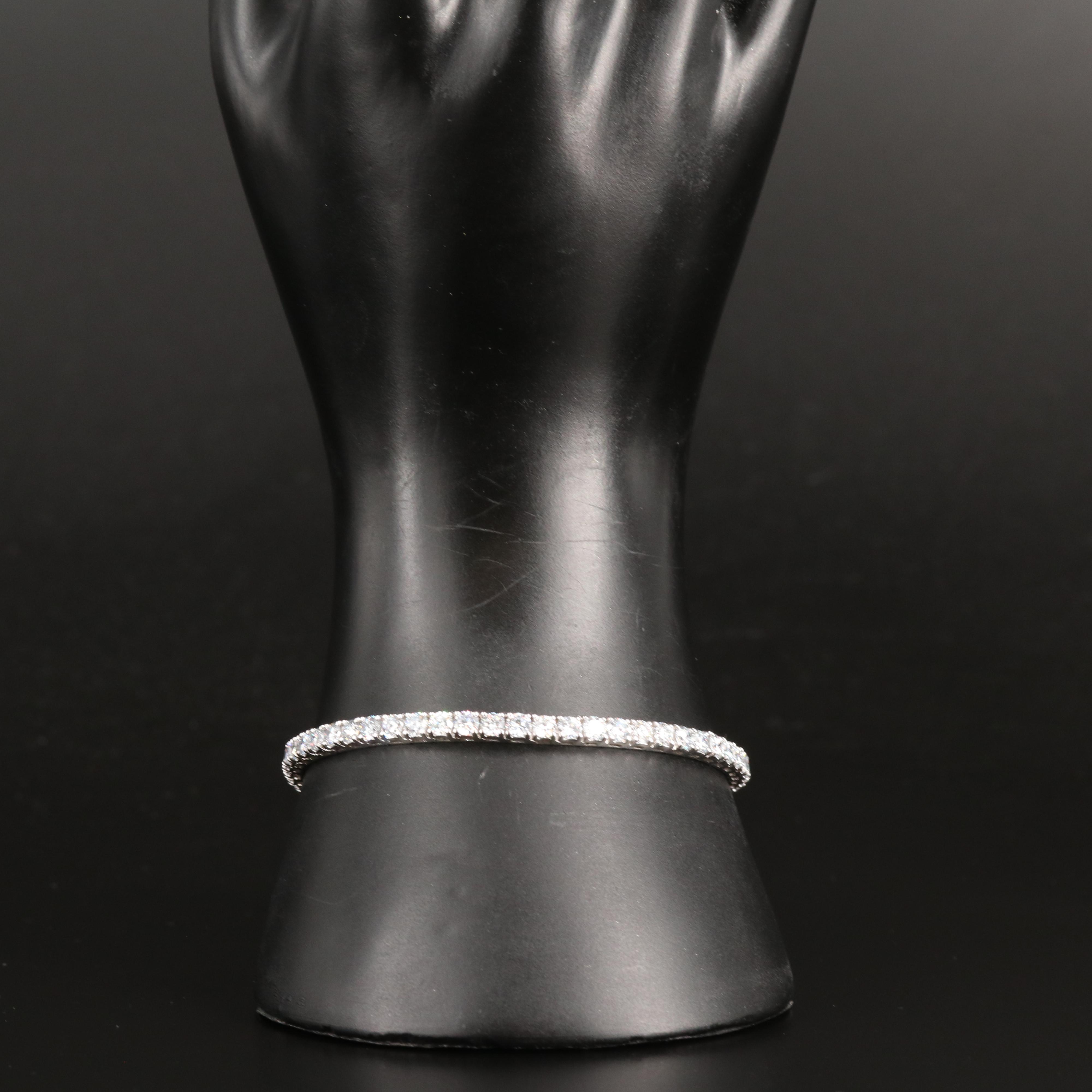 14K 7.00 CTW Lab Grown Diamond Line Bracelet with Floral Clasp