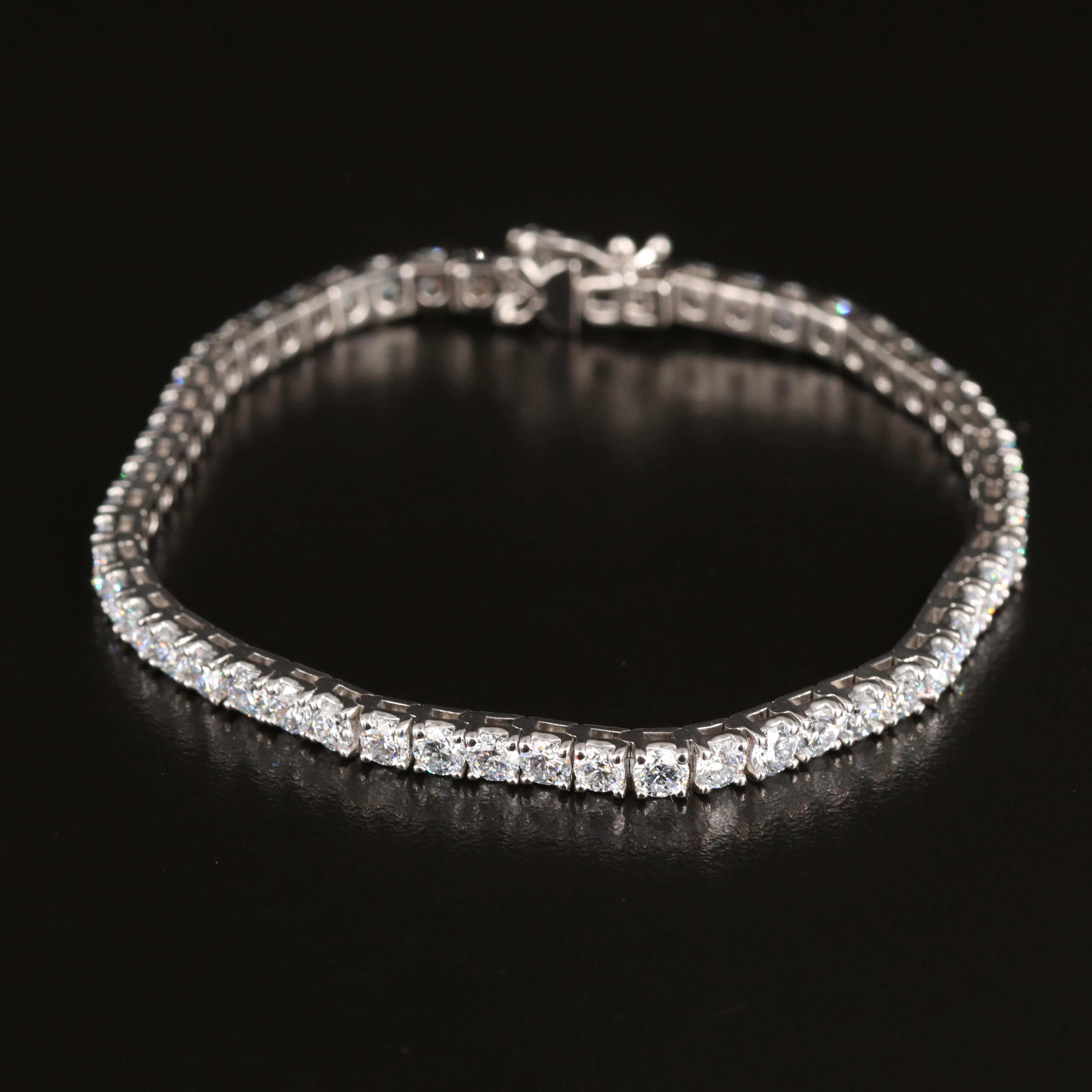 14K 7.00 CTW Lab Grown Diamond Line Bracelet with Floral Clasp