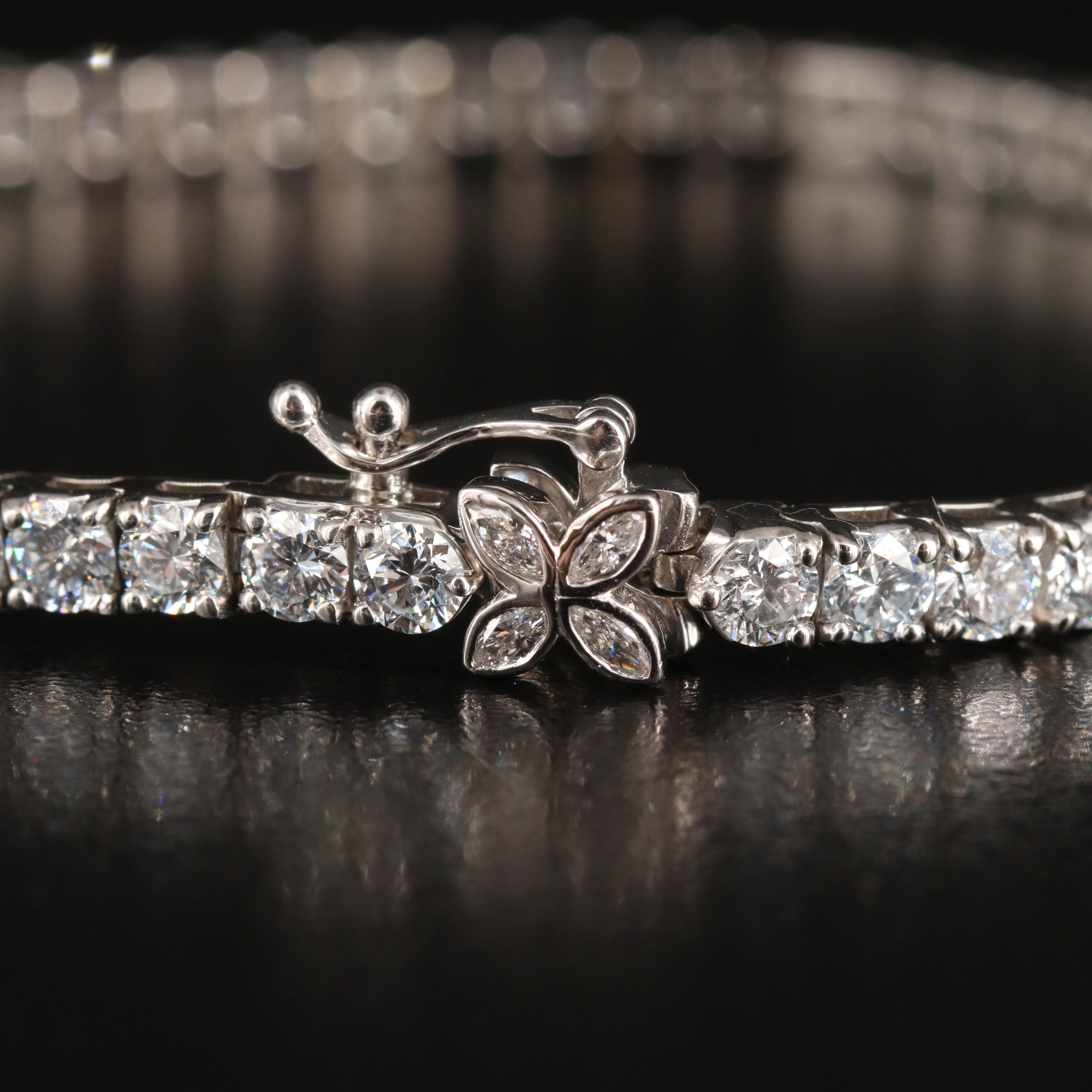 14K 7.00 CTW Lab Grown Diamond Line Bracelet with Floral Clasp