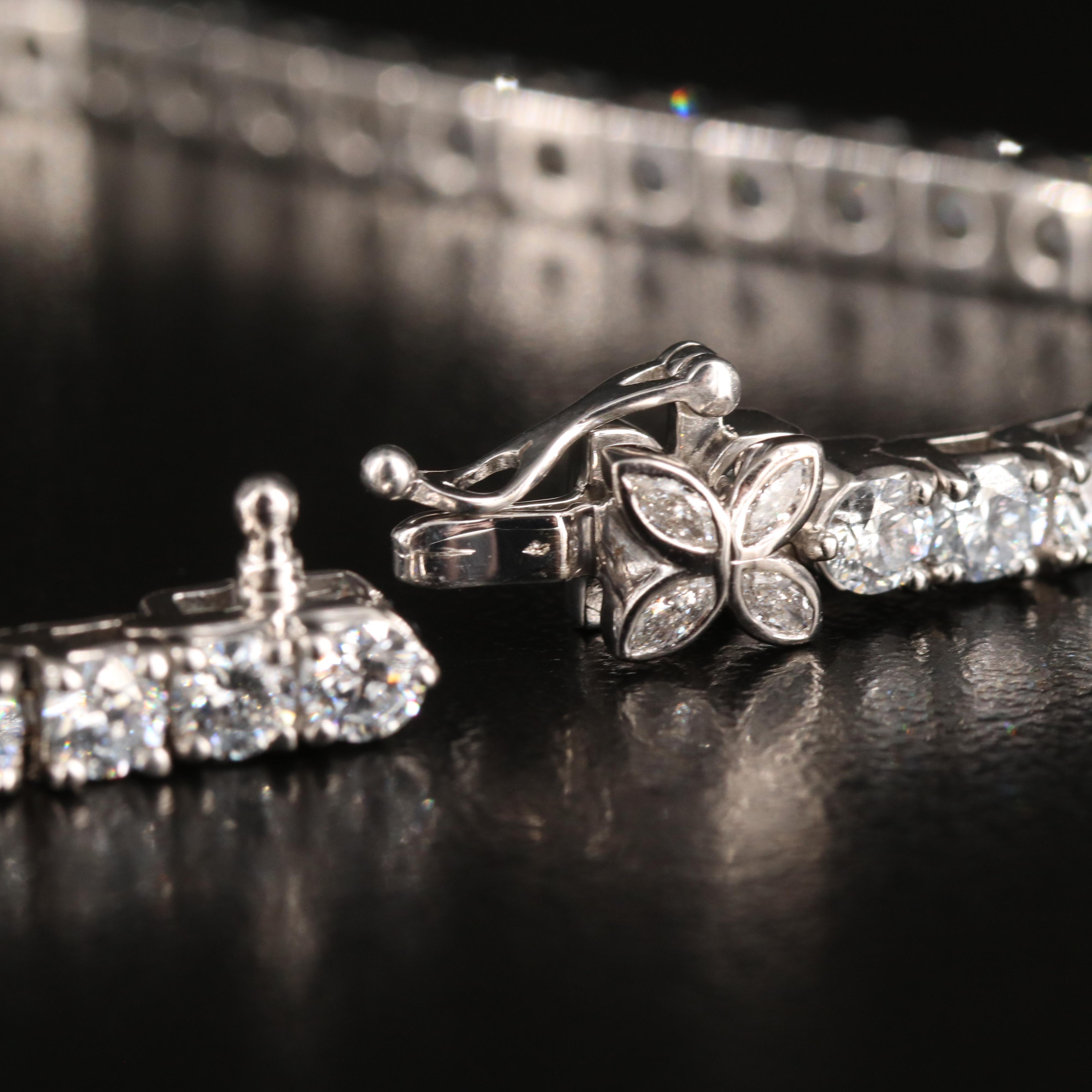 14K 7.00 CTW Lab Grown Diamond Line Bracelet with Floral Clasp