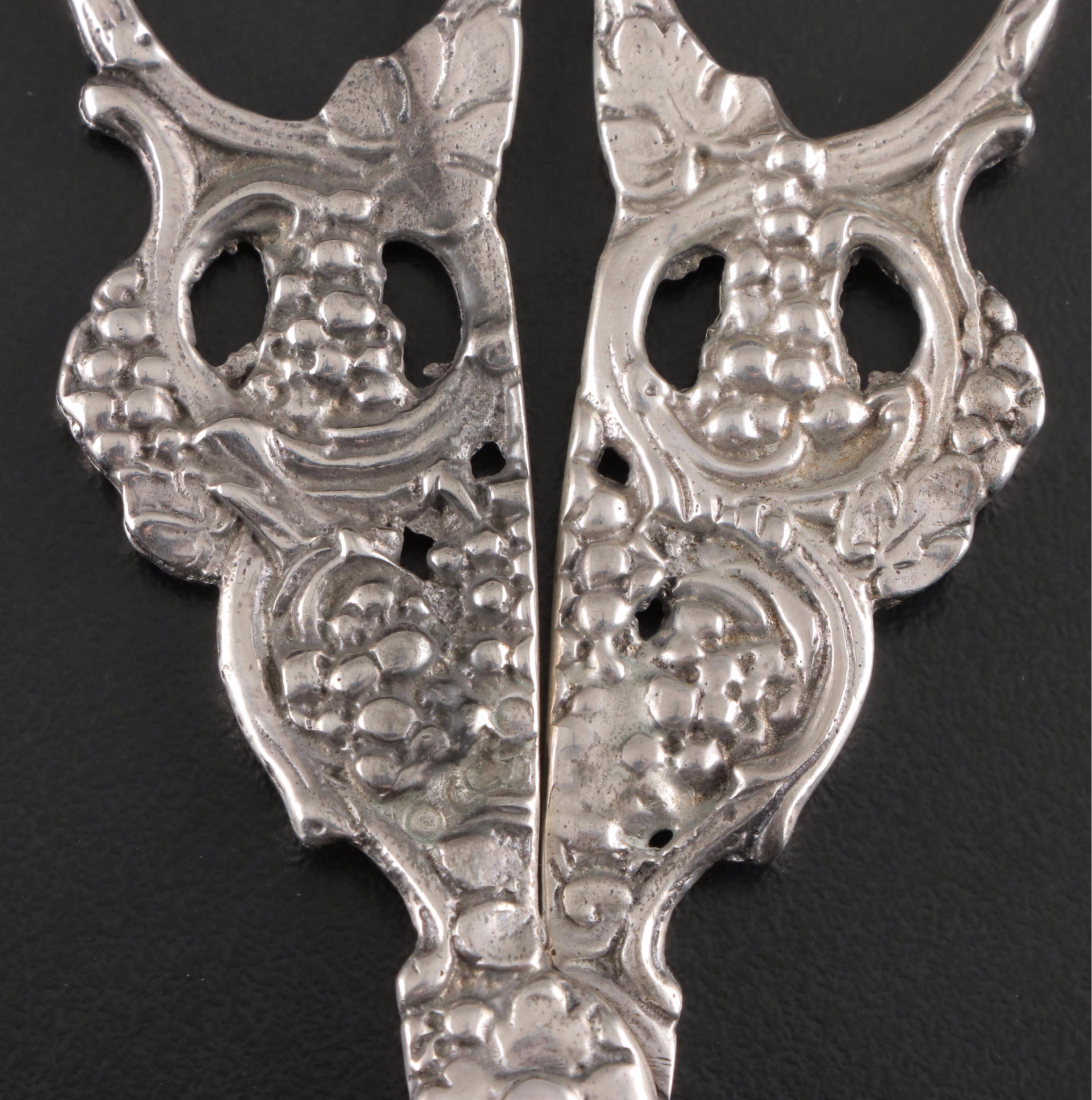 American Sterling Silver Vine Motif Grape Shears, Late 19th/ Early 20th C.