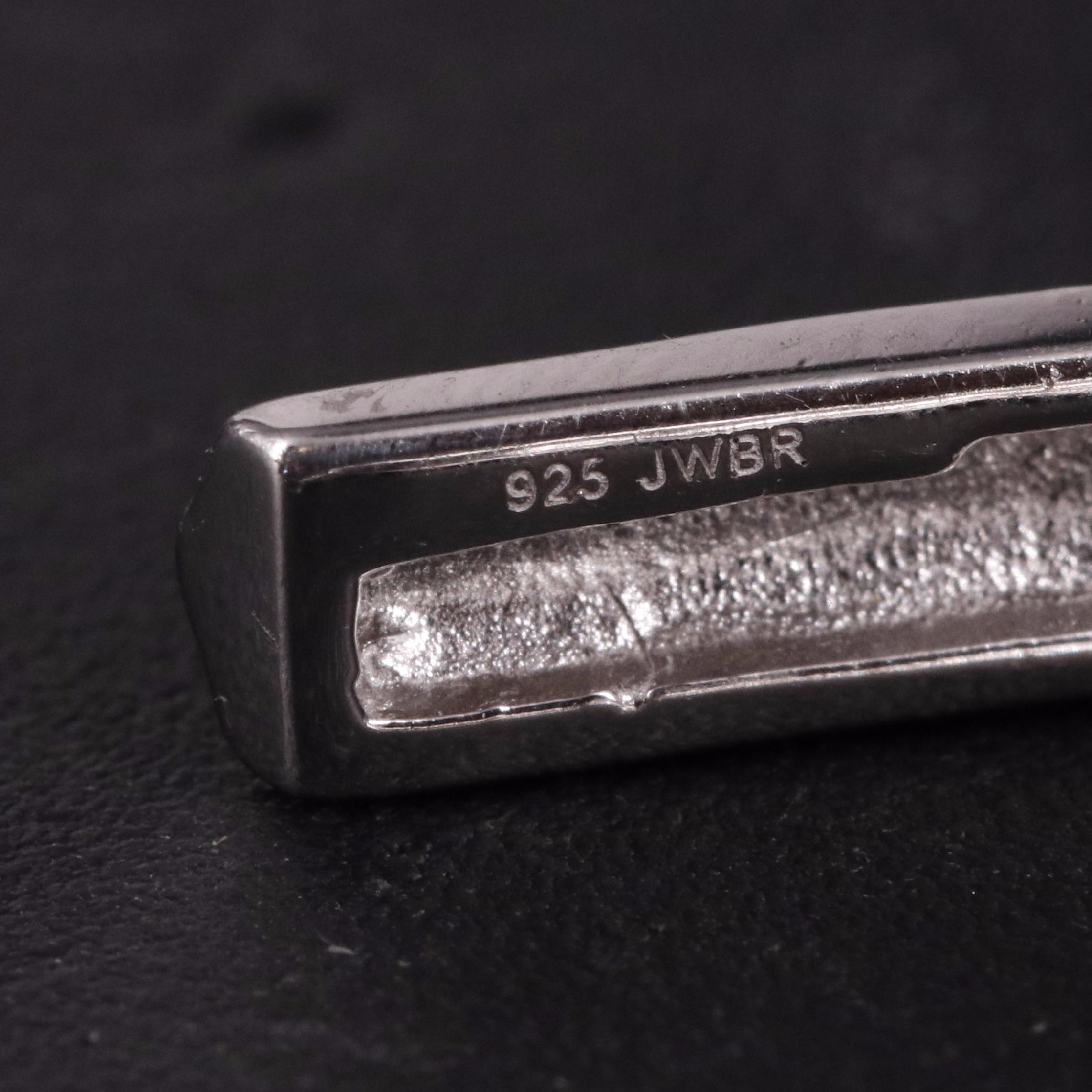 Sterling Diamond Triangular J Hoop Earrings