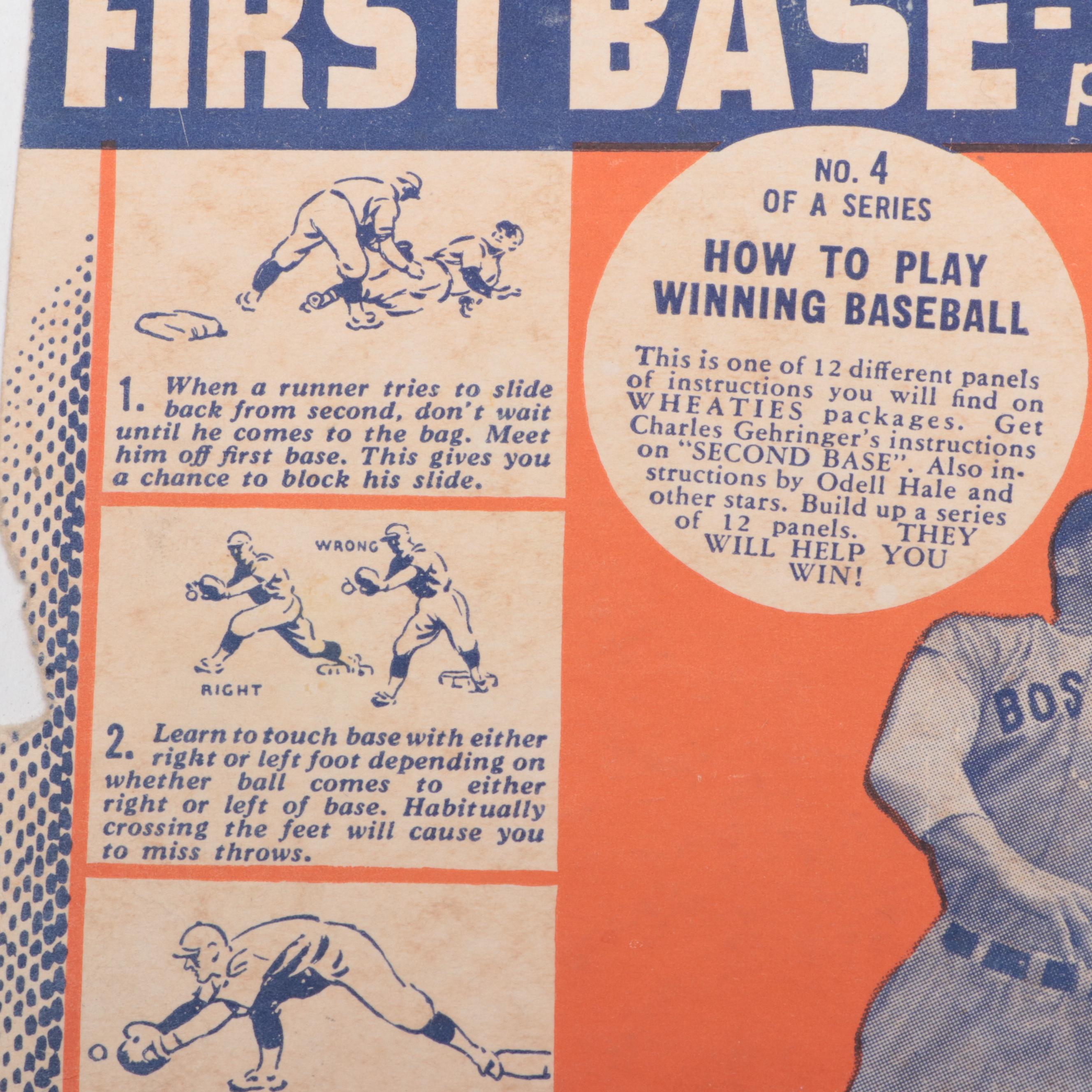 Wheaties Al Simmons and Jimmie Foxx Baseball Cereal Box Panels, 1930s