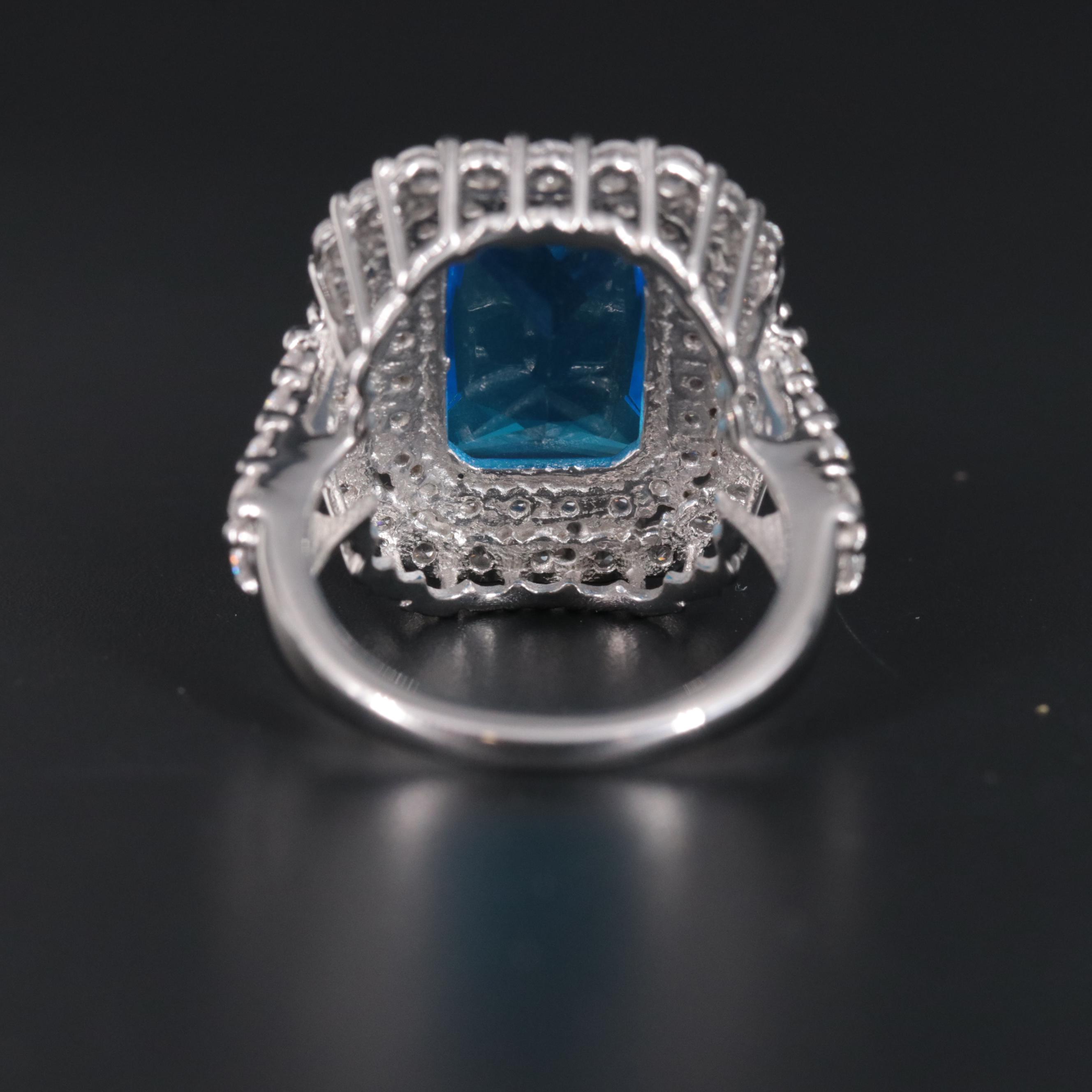 Sterling Silver Topaz and Cubic Zirconia Ring