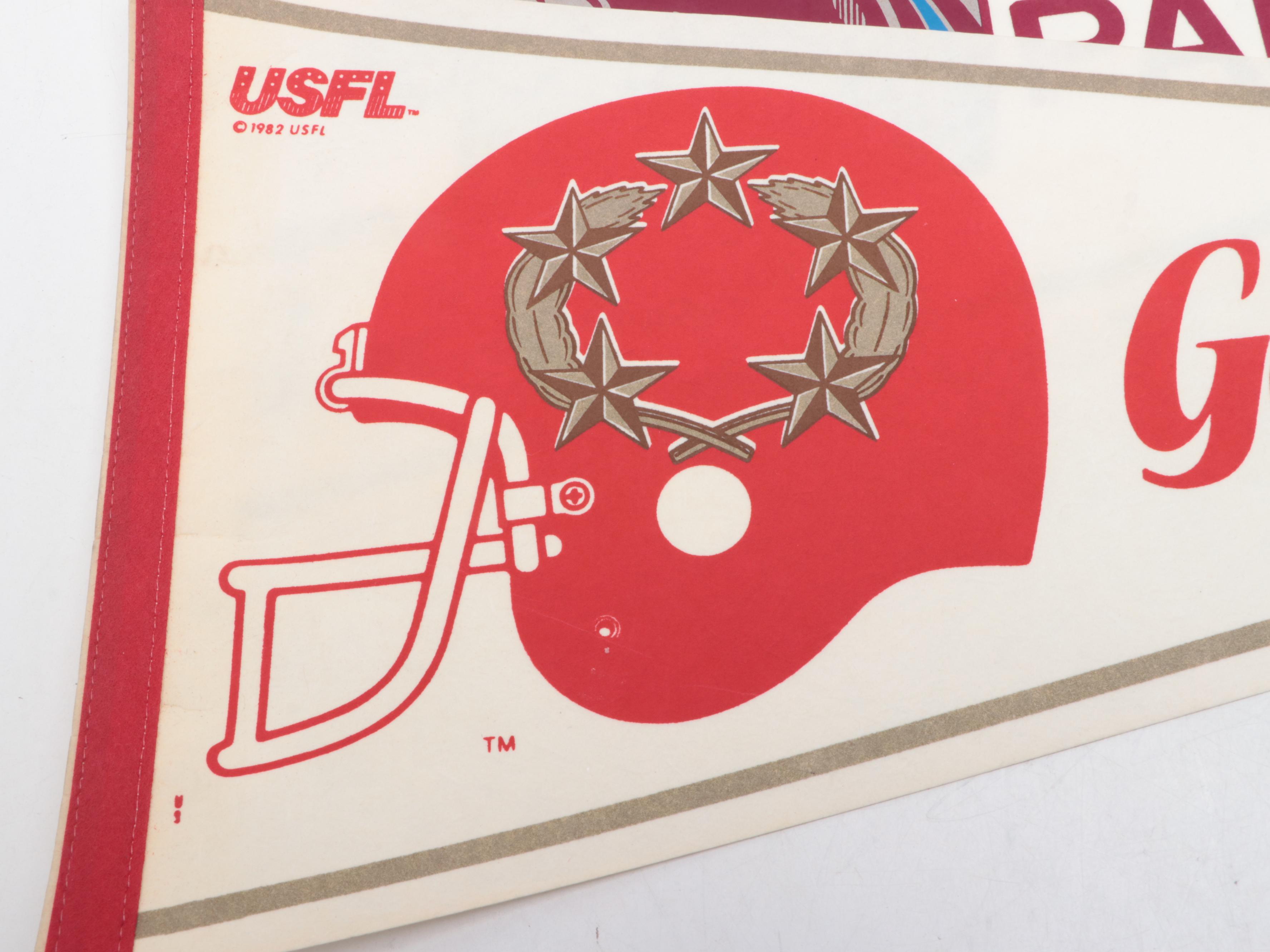 USFL Pennants with Arizona Wranglers, New Jersey Generals, More, 1980s