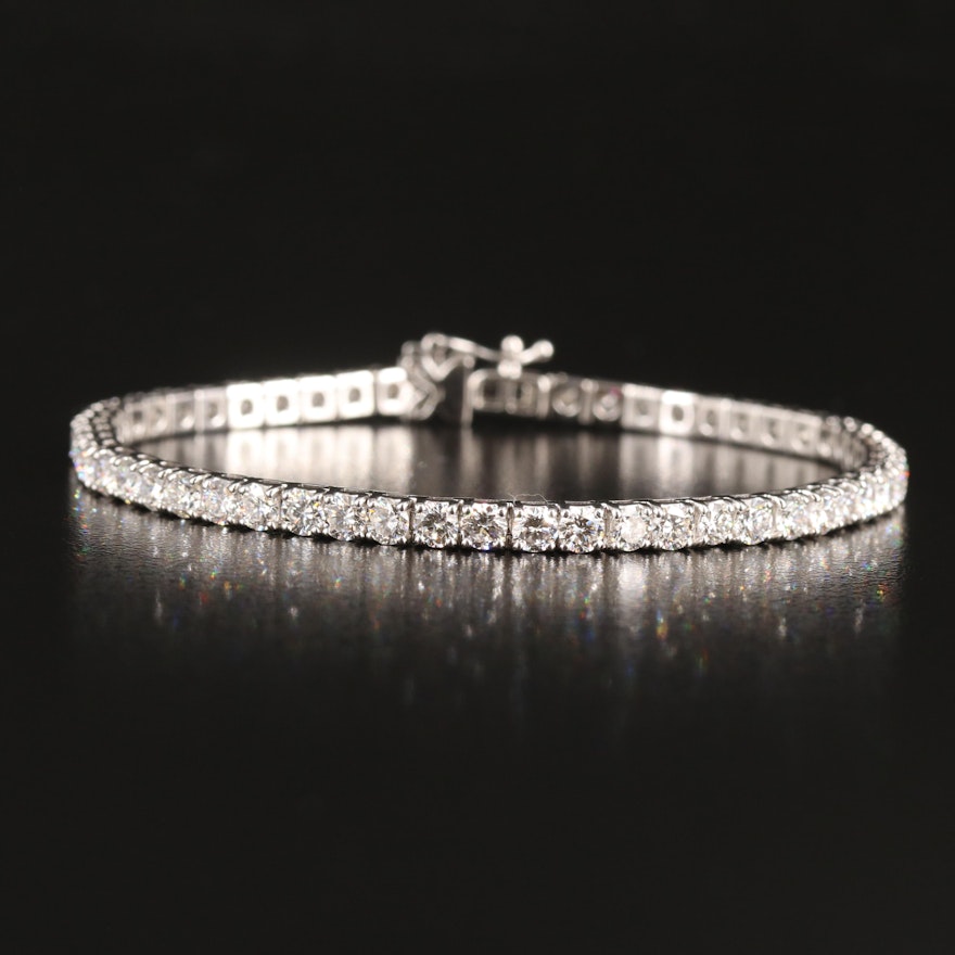 14K 7.00 CTW Lab Grown Diamond Line Bracelet with Floral Accent Clasp