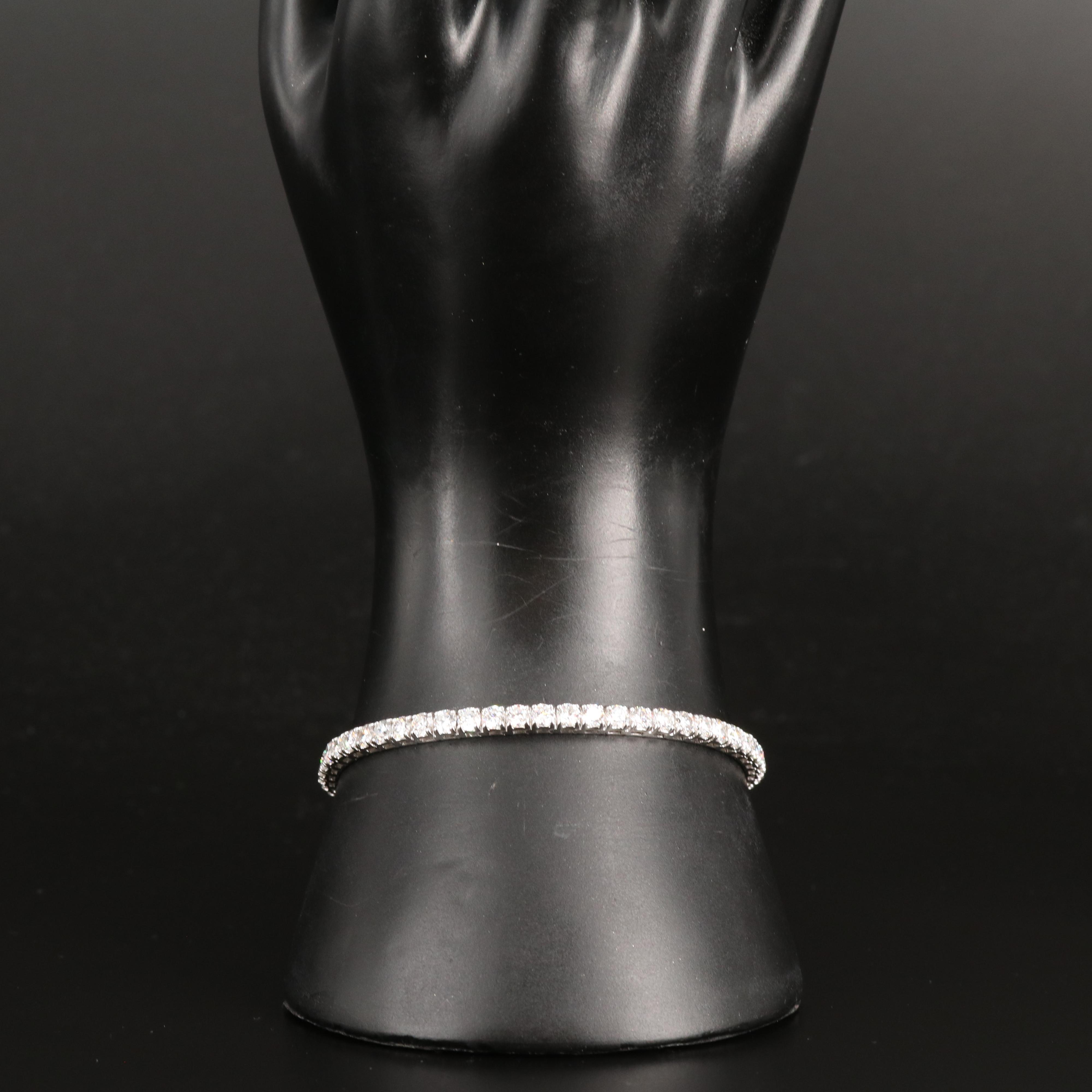 14K 7.00 CTW Lab Grown Diamond Line Bracelet with Floral Accent Clasp