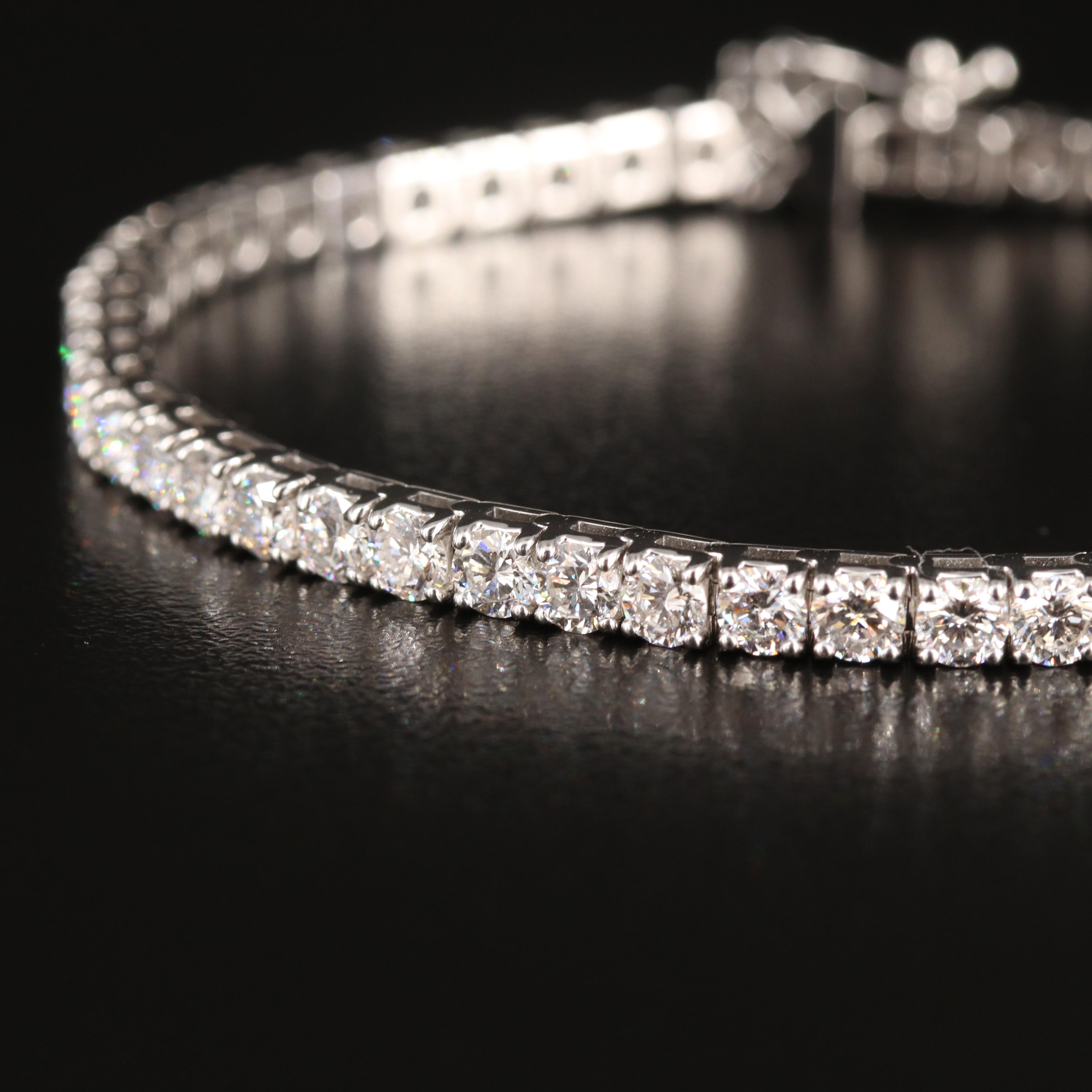 14K 7.00 CTW Lab Grown Diamond Line Bracelet with Floral Accent Clasp