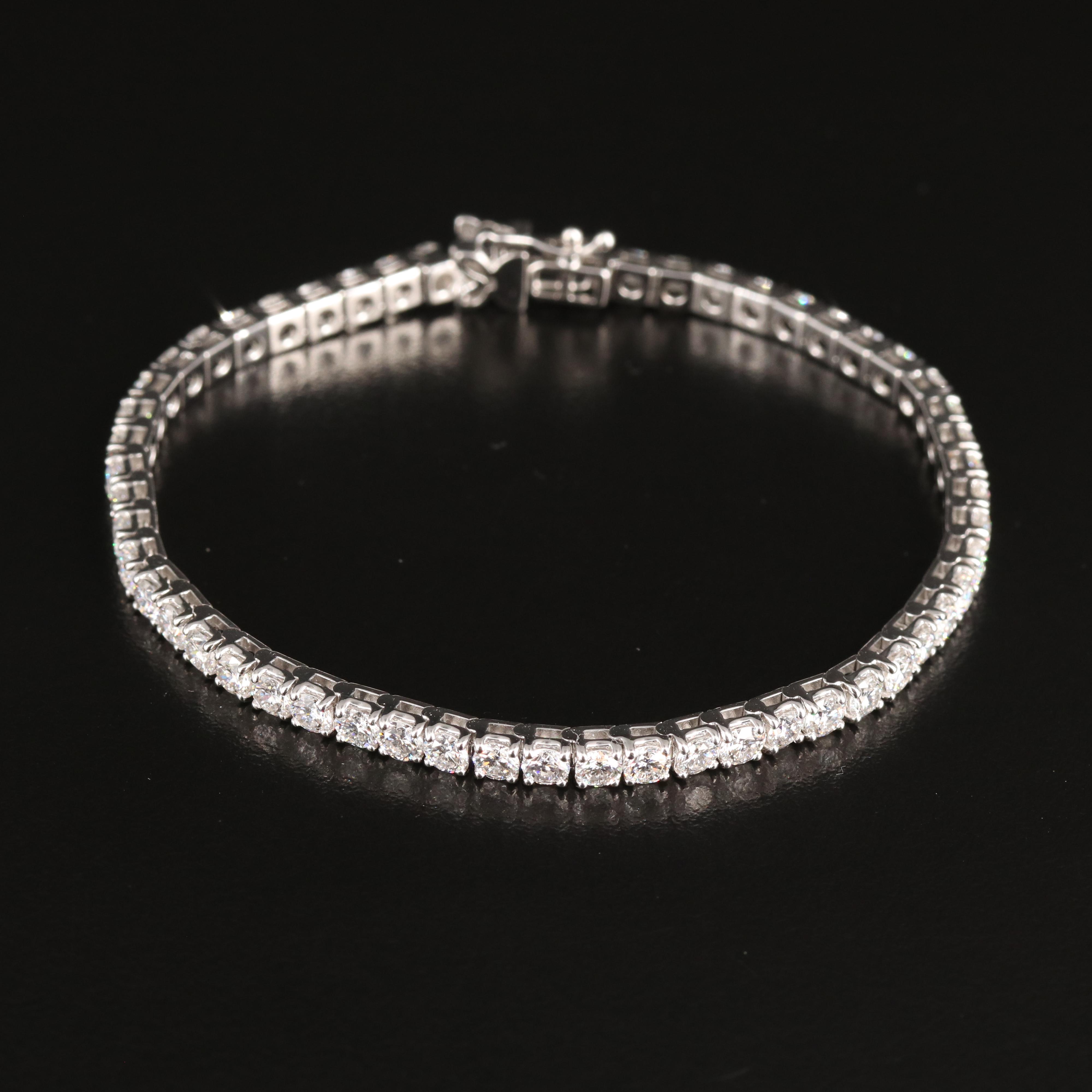 14K 7.00 CTW Lab Grown Diamond Line Bracelet with Floral Accent Clasp