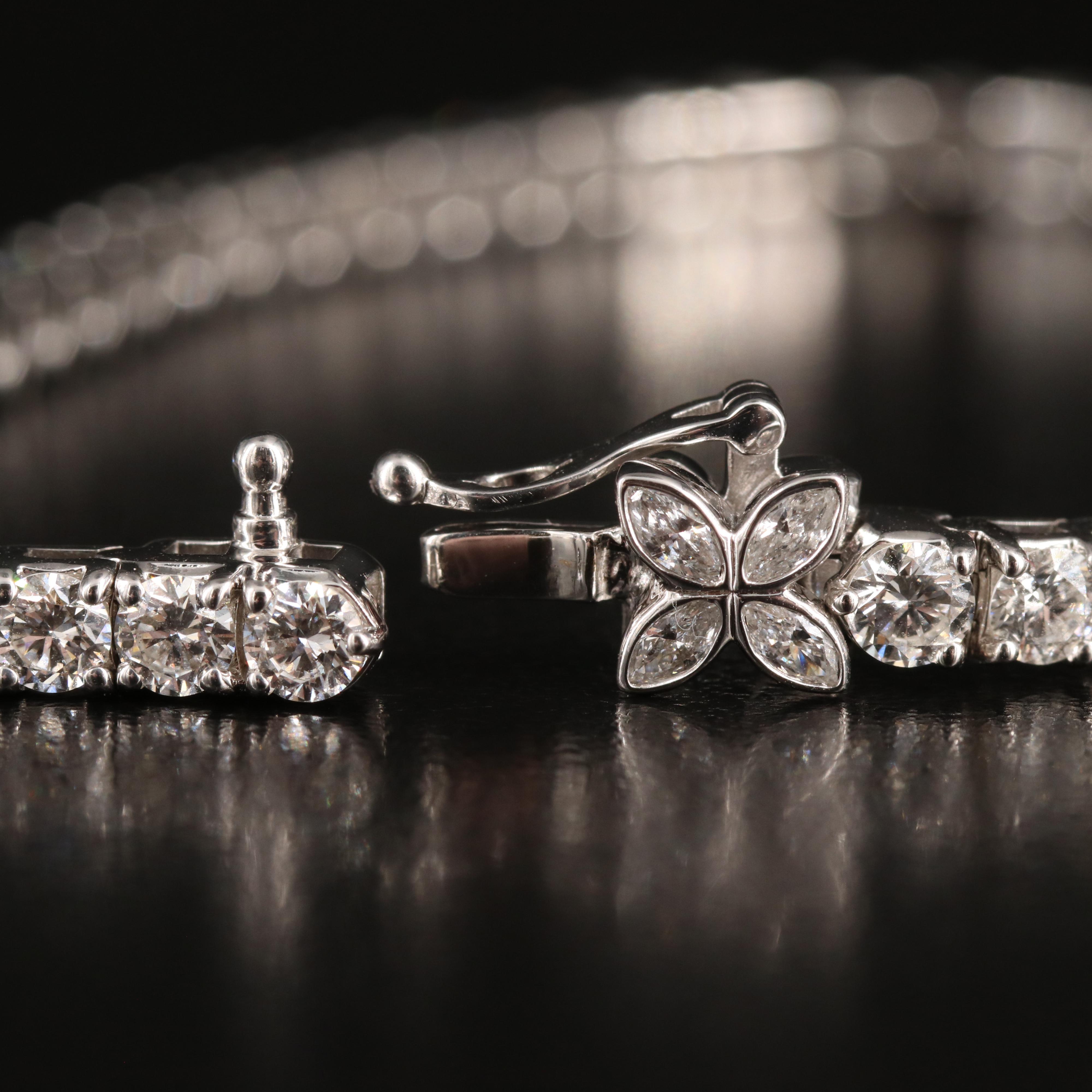 14K 7.00 CTW Lab Grown Diamond Line Bracelet with Floral Accent Clasp