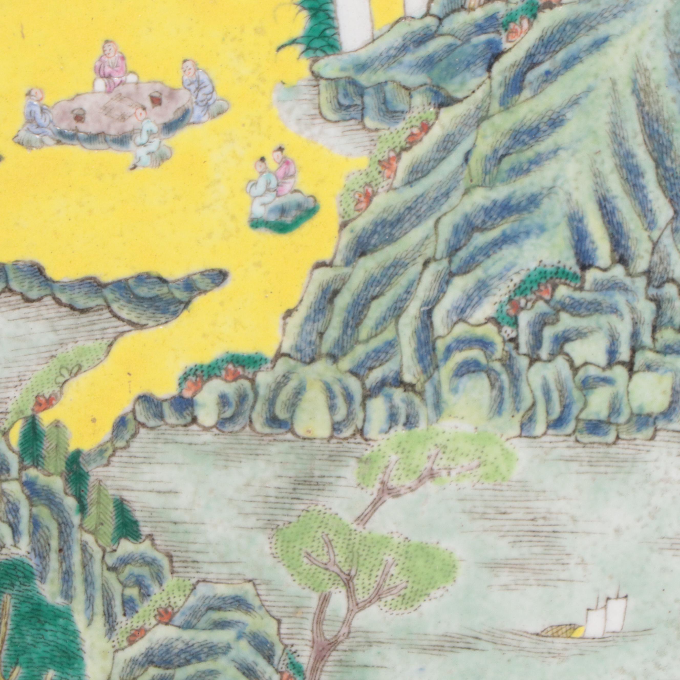 Chinese Landscape Painted Porcelain Plaque