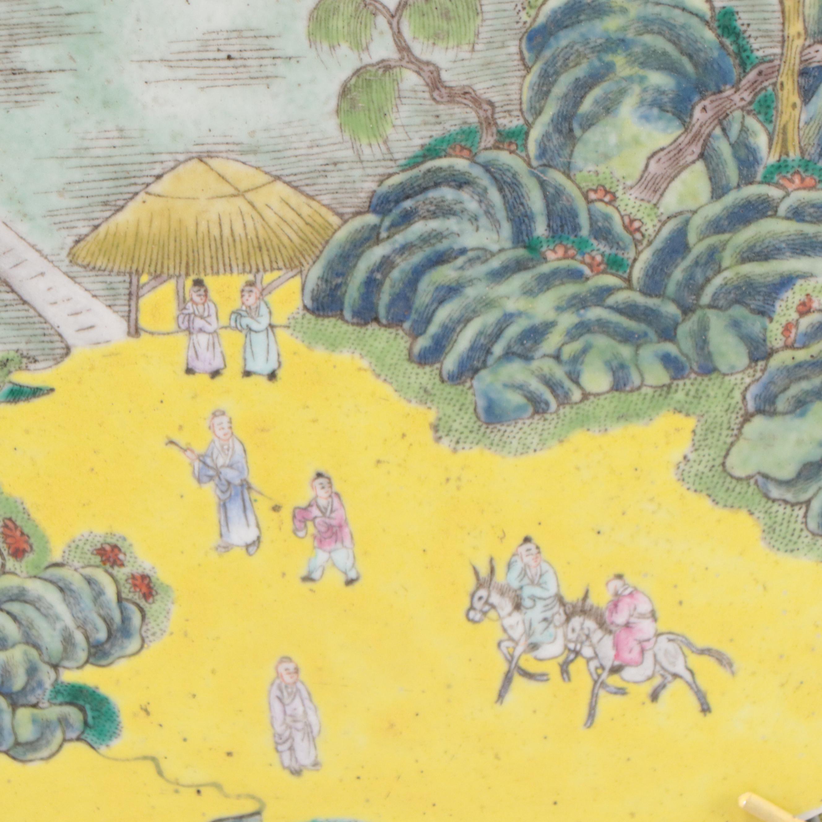 Chinese Landscape Painted Porcelain Plaque