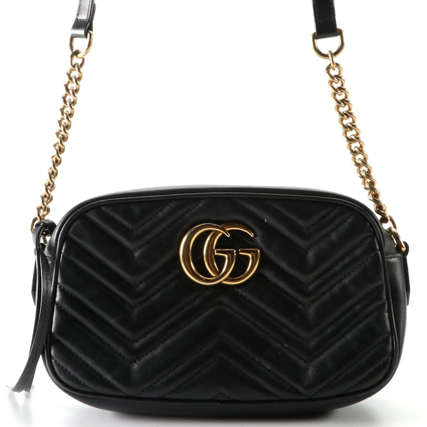 Gucci GG Marmont Shoulder Bag in Chevron Matelessé Leather