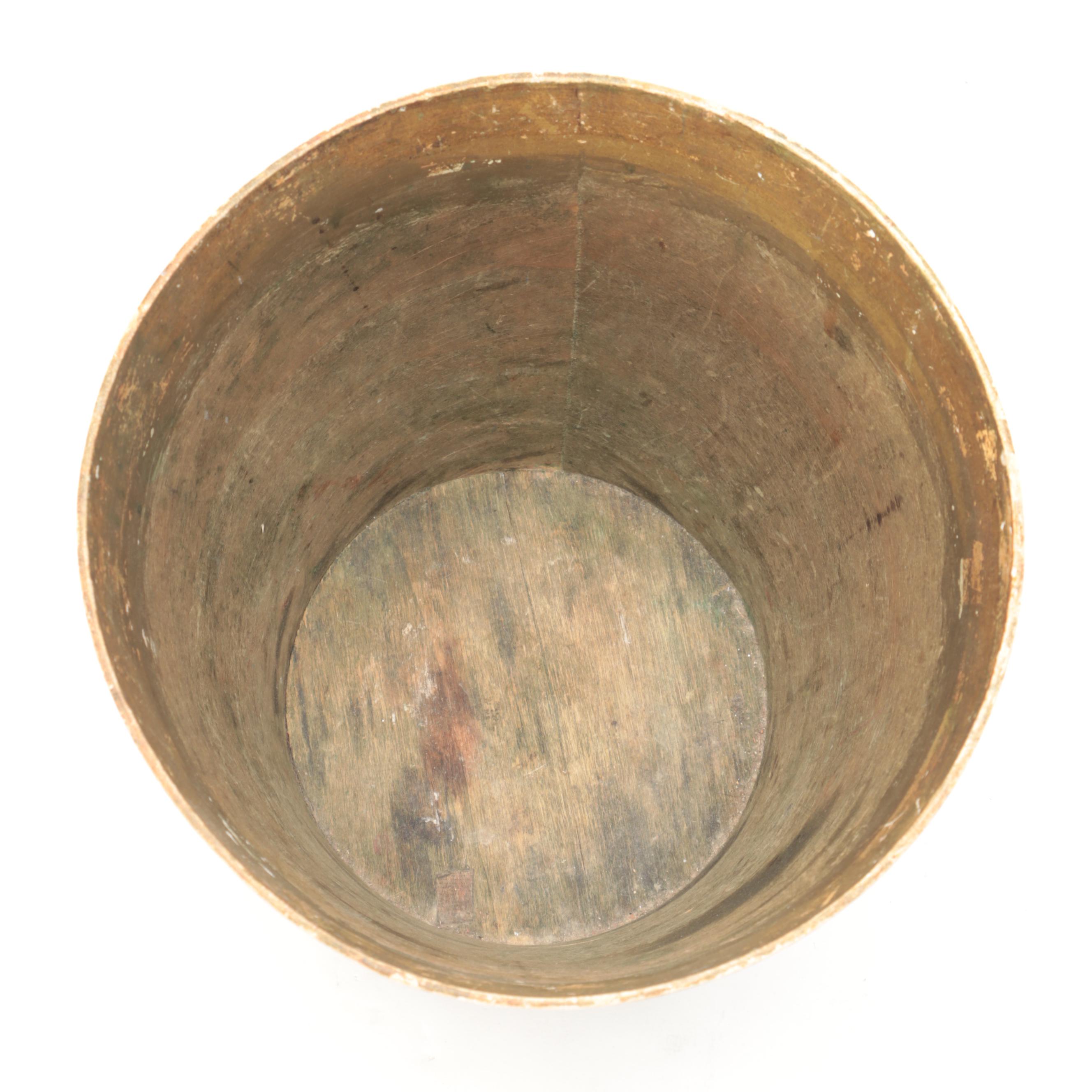 Wrought Iron Magazine Rack, Painted Kitchen Chair and Gilt-Decorated Waste Bin