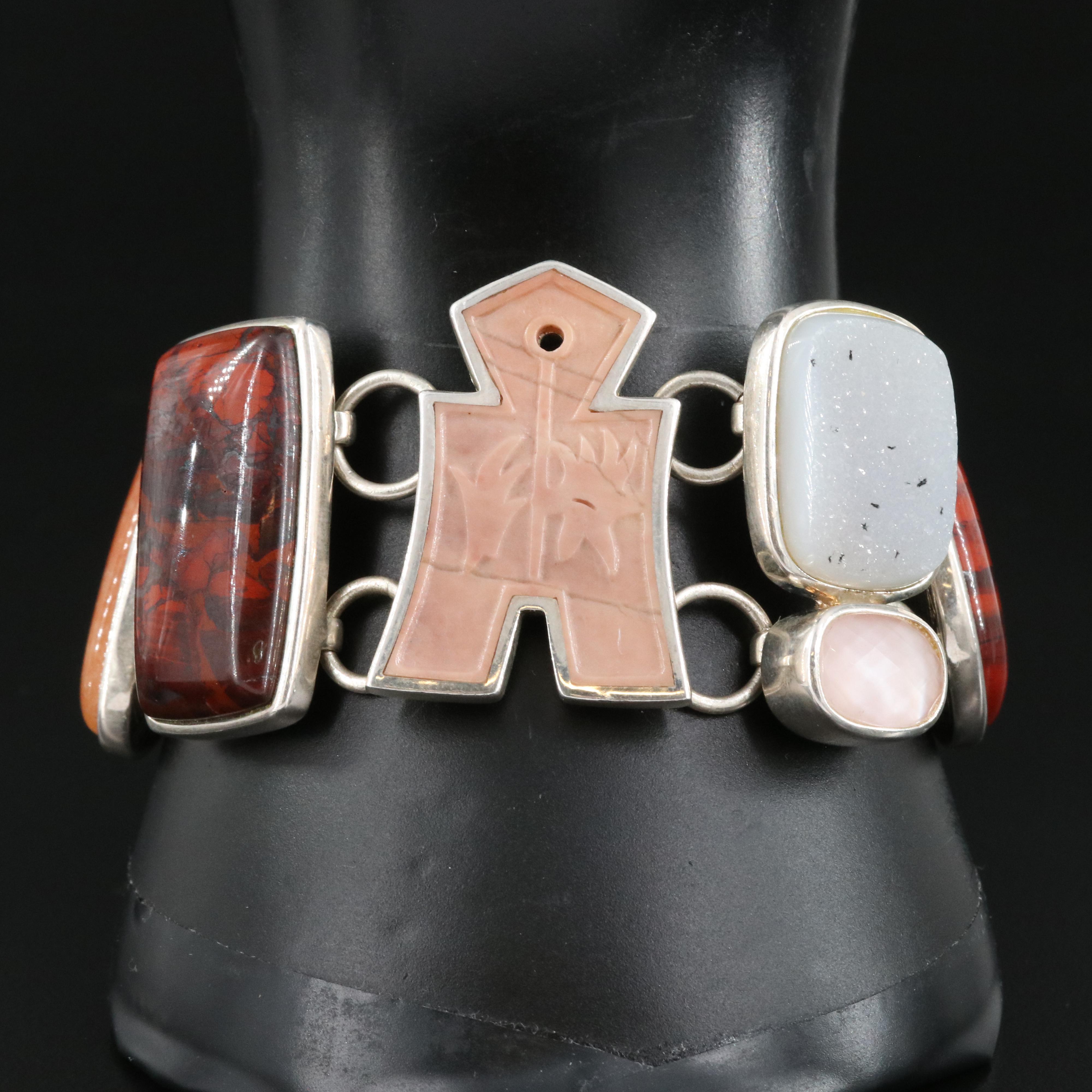 Whitney Kelly Sterling Bracelet Including Jasper, Druzy and Calcite