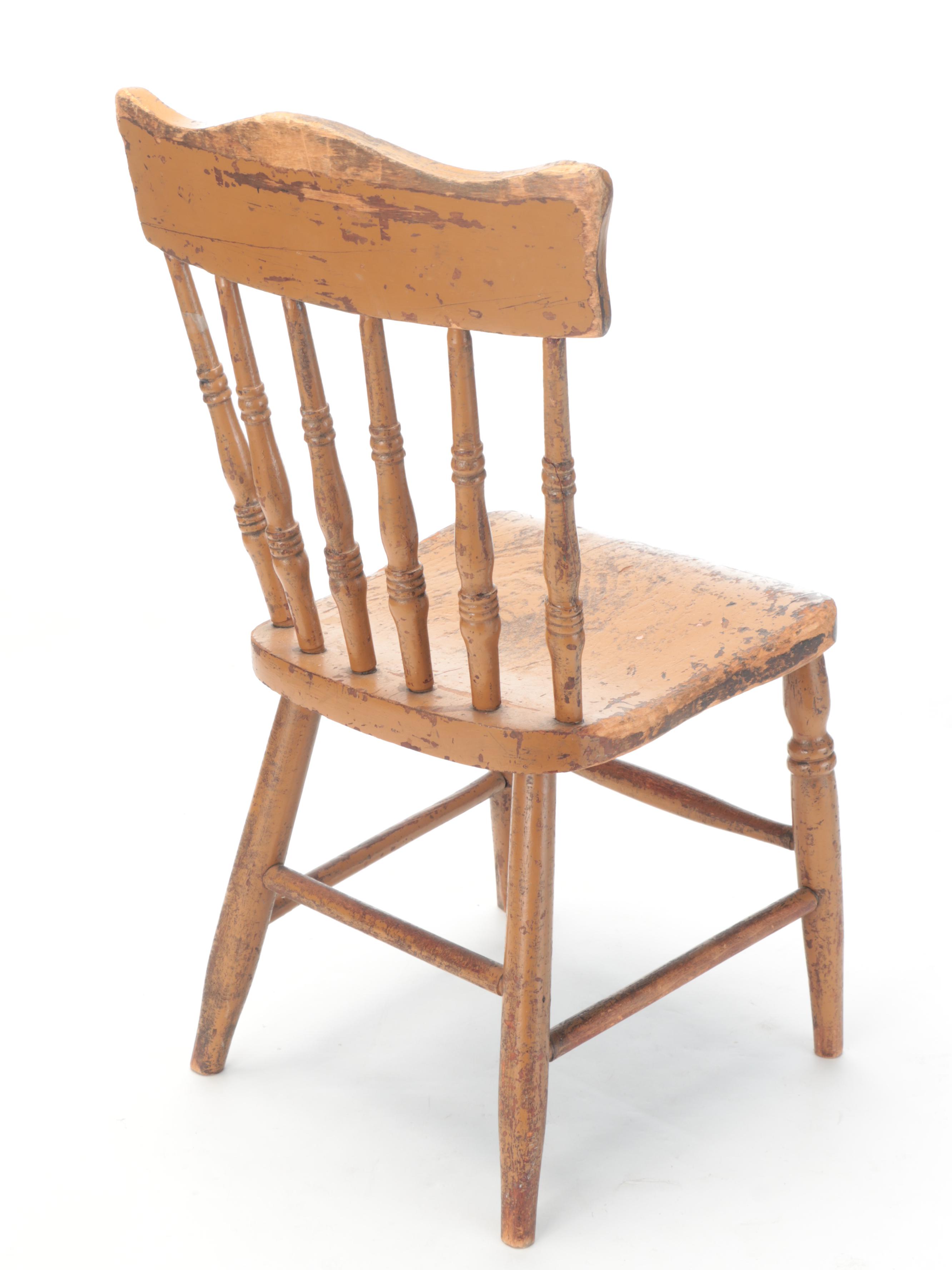 Wrought Iron Magazine Rack, Painted Kitchen Chair and Gilt-Decorated Waste Bin