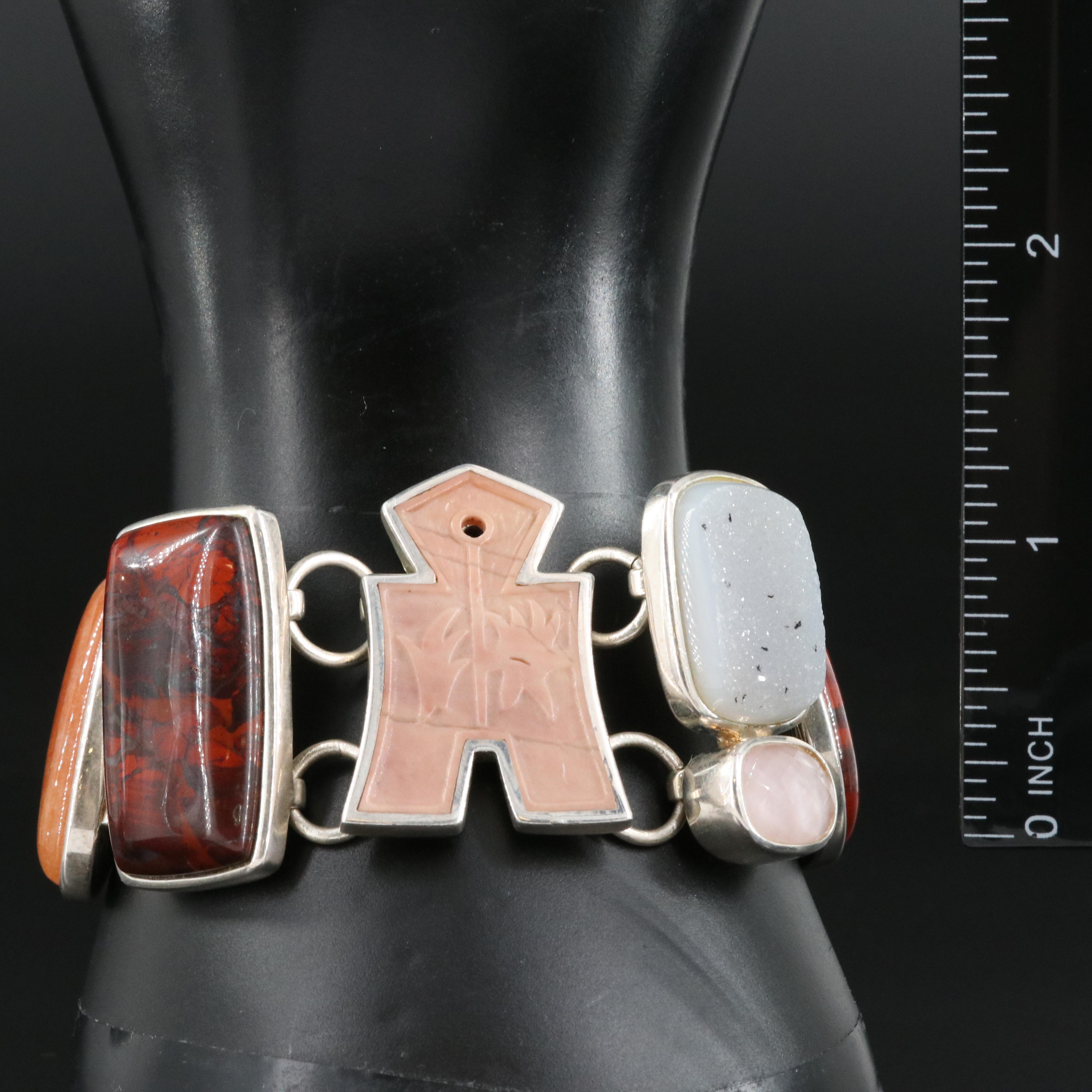 Whitney Kelly Sterling Bracelet Including Jasper, Druzy and Calcite