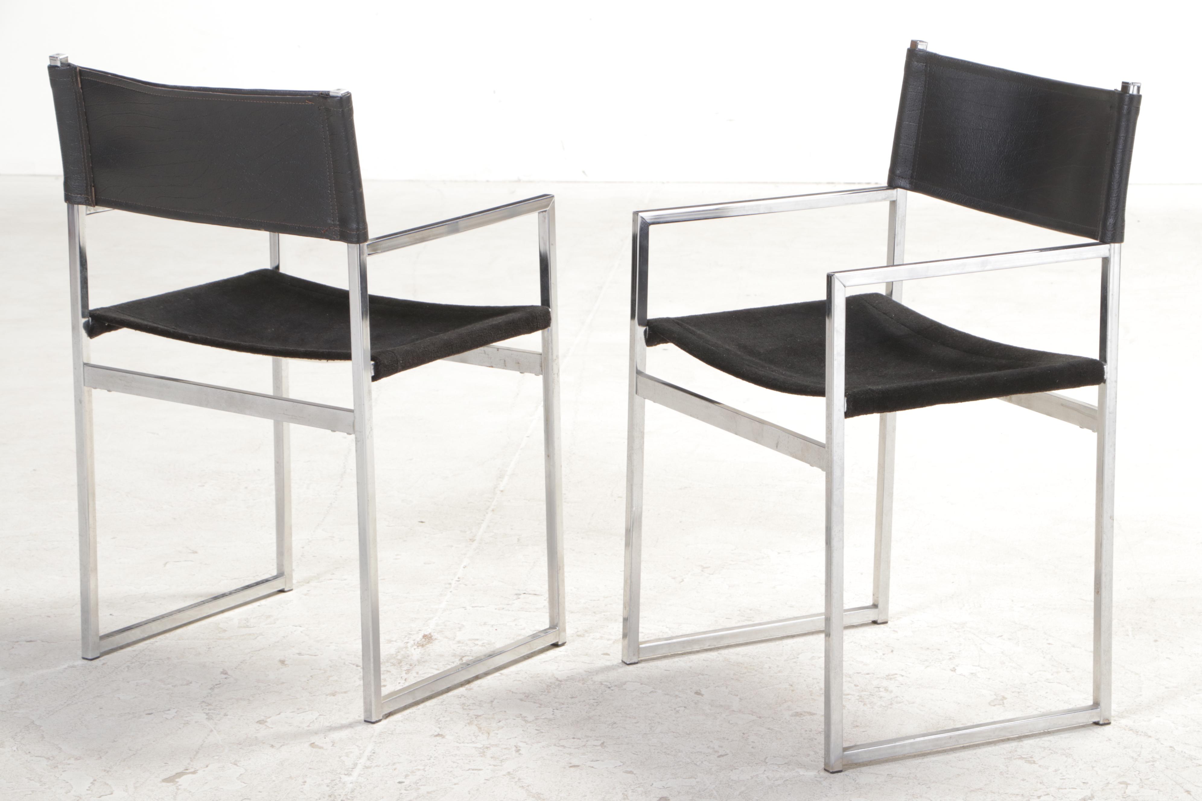 Four Cosco Modernist Chrome Sling Chairs, Mid to Late 20th Century