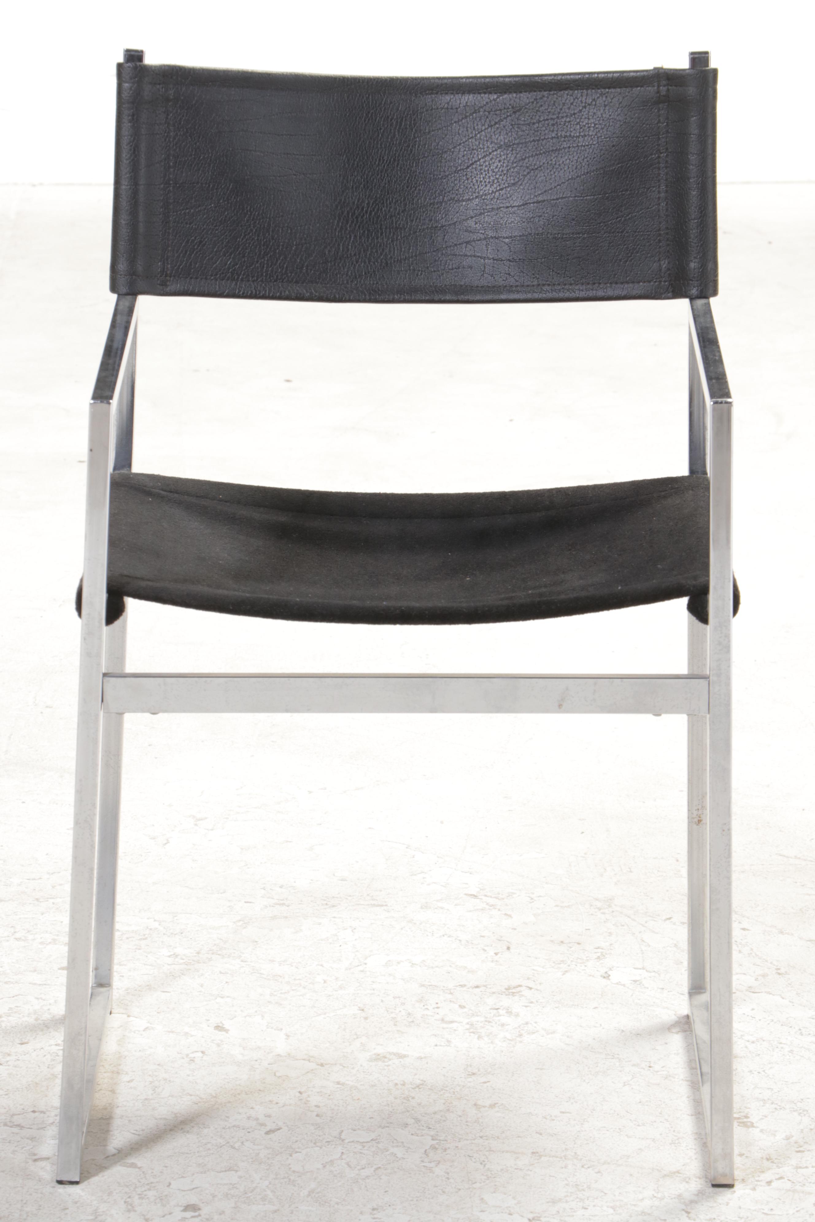 Four Cosco Modernist Chrome Sling Chairs, Mid to Late 20th Century