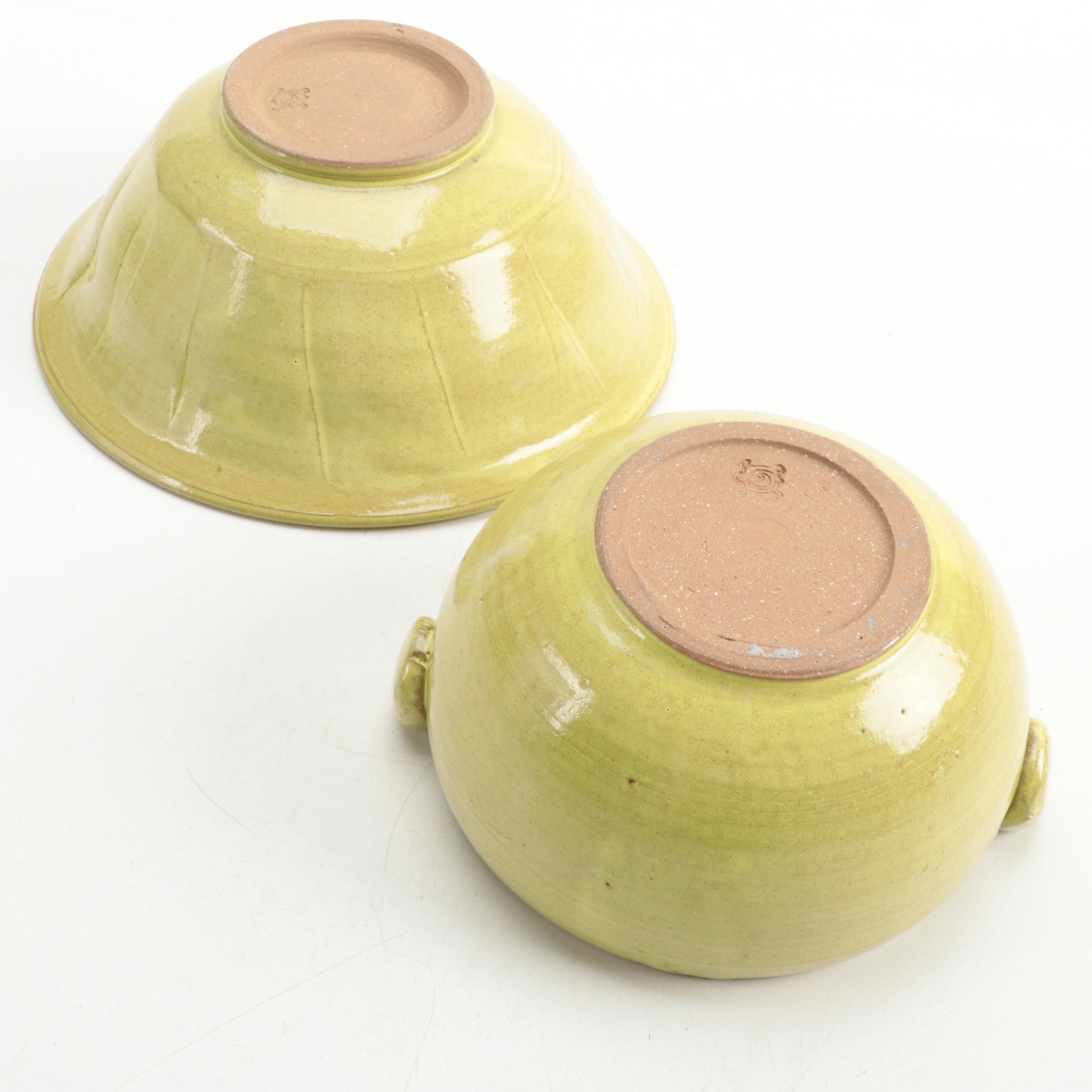 Artist Signed Ceramic Art Pottery Bowls