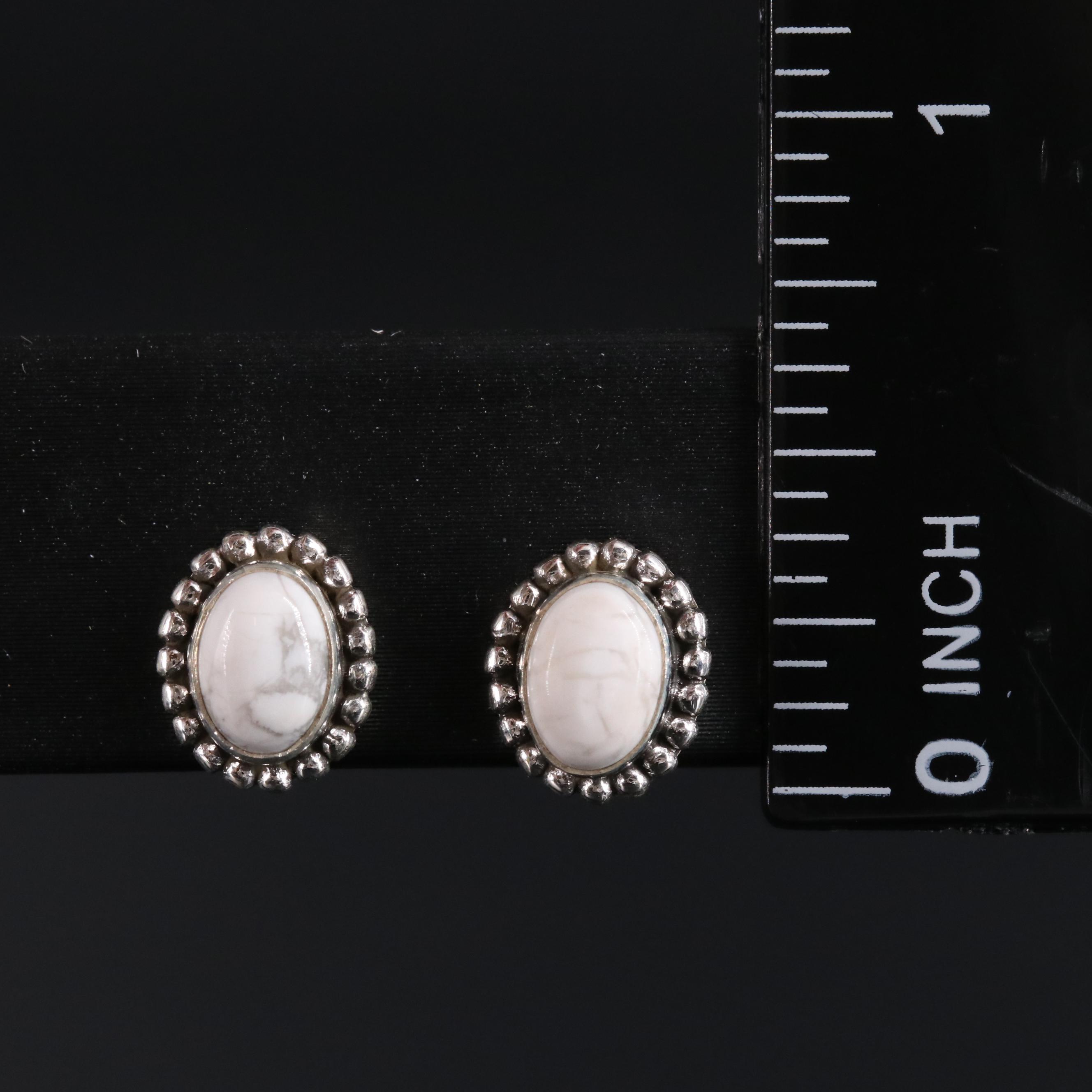 Sterling Silver Howlite Stud Earrings