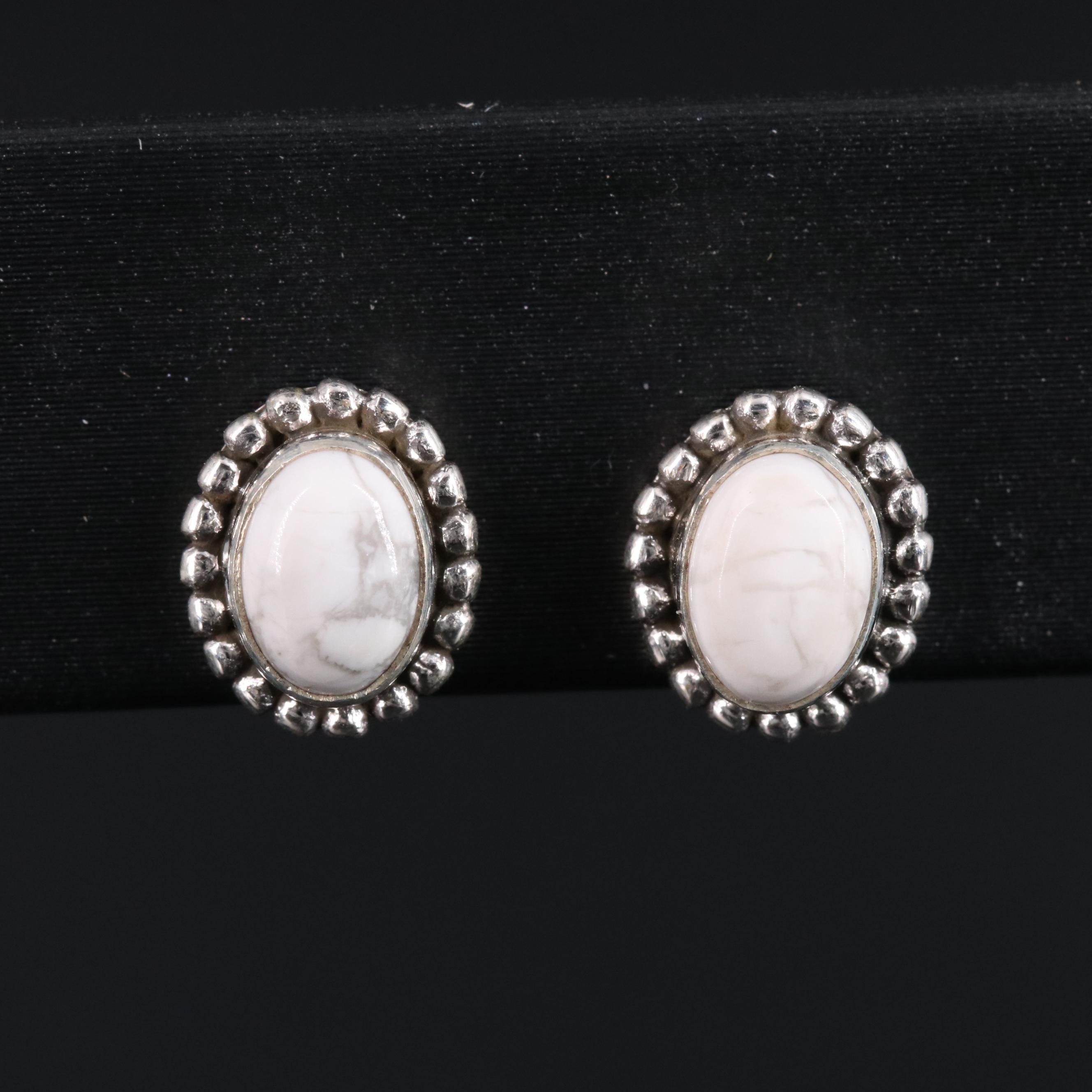 Sterling Silver Howlite Stud Earrings