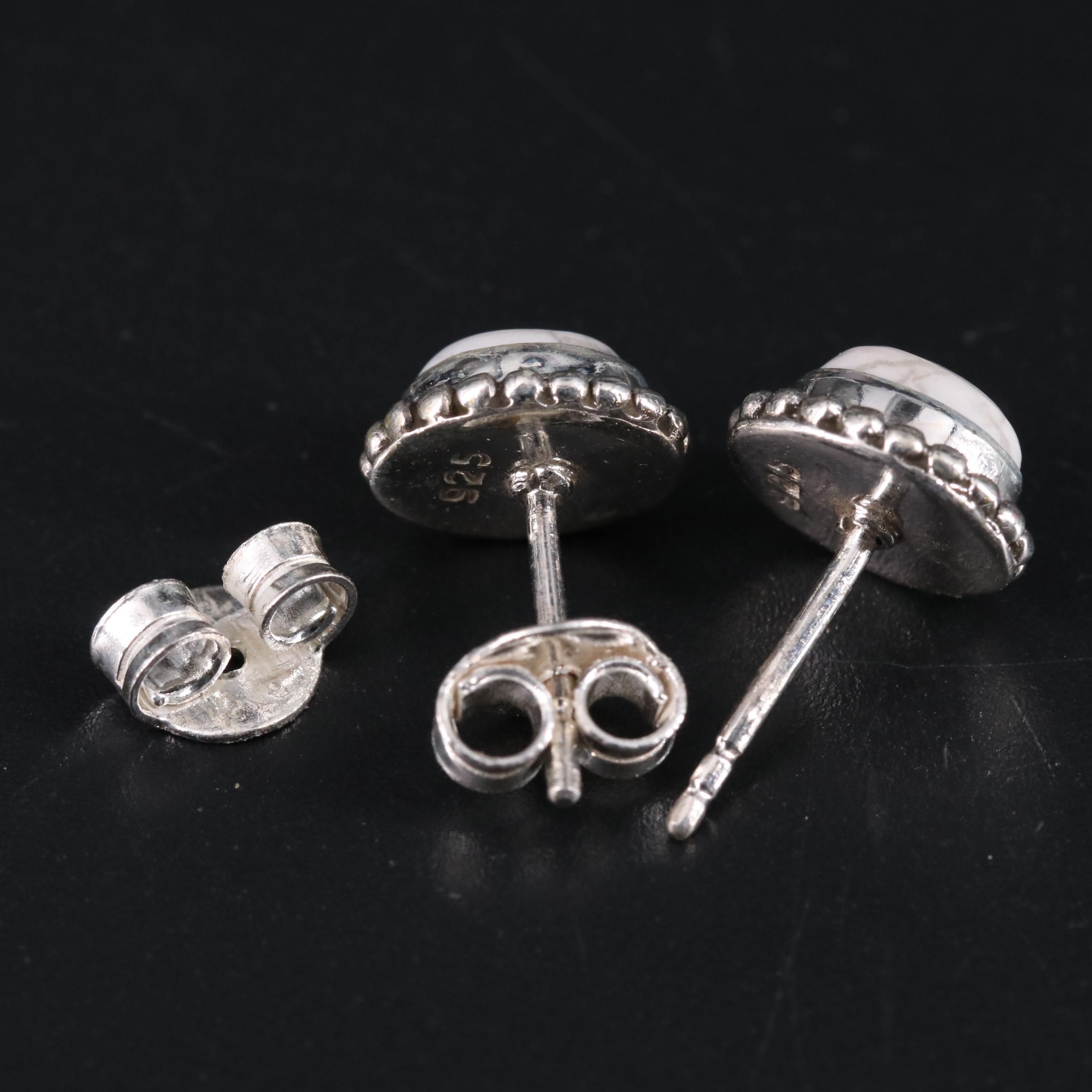 Sterling Silver Howlite Stud Earrings
