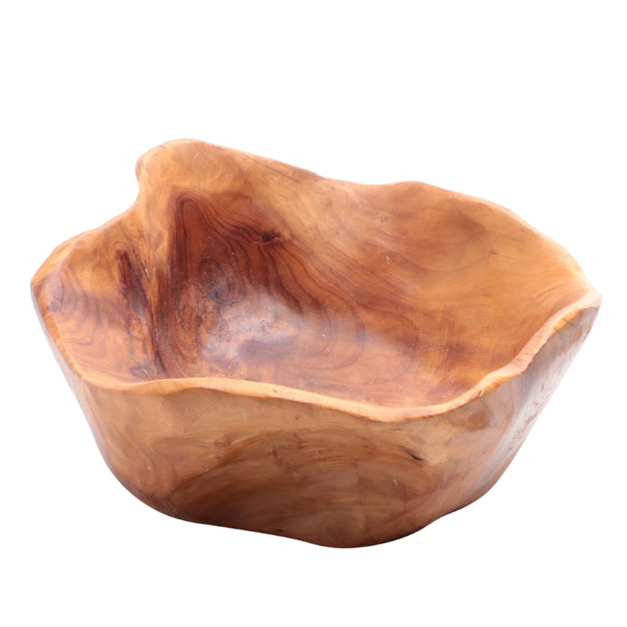 Hand-Carved Burl Wood Bowl
