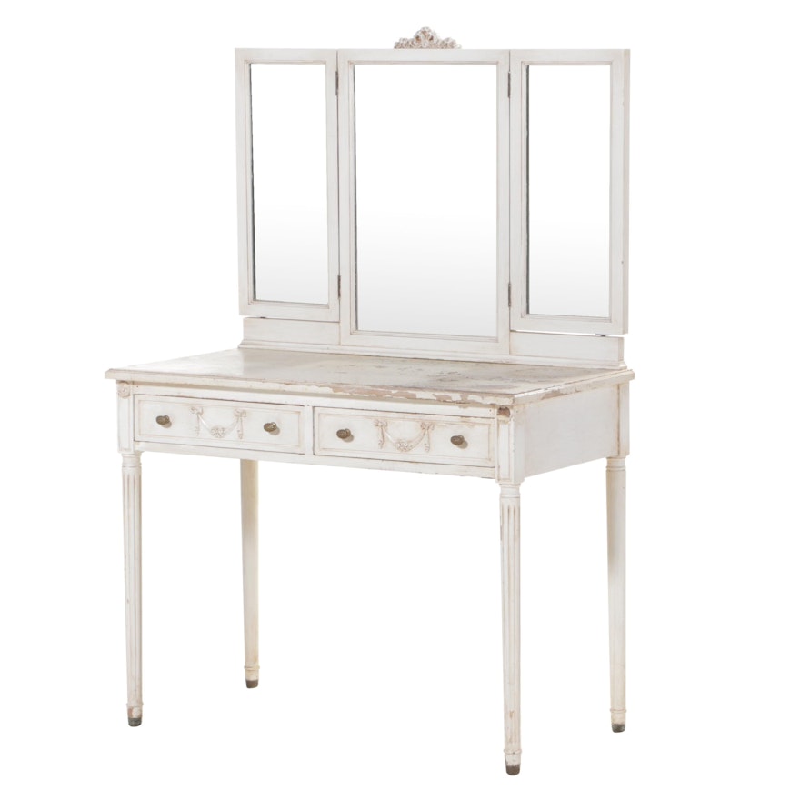 Louis XVI Style White-Painted Vanity Table, Early 20th Century