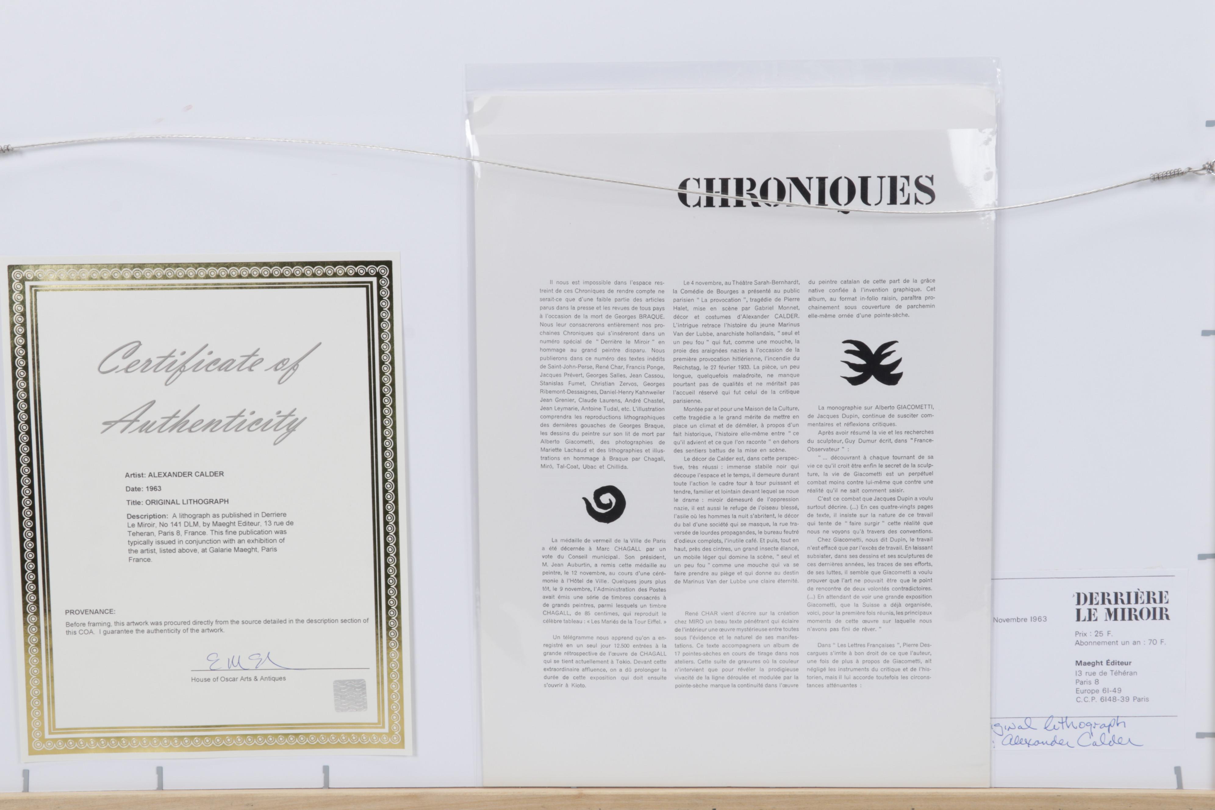 Alexander Calder Double-Page Color Lithograph for "Derrière le Miroir," 1963