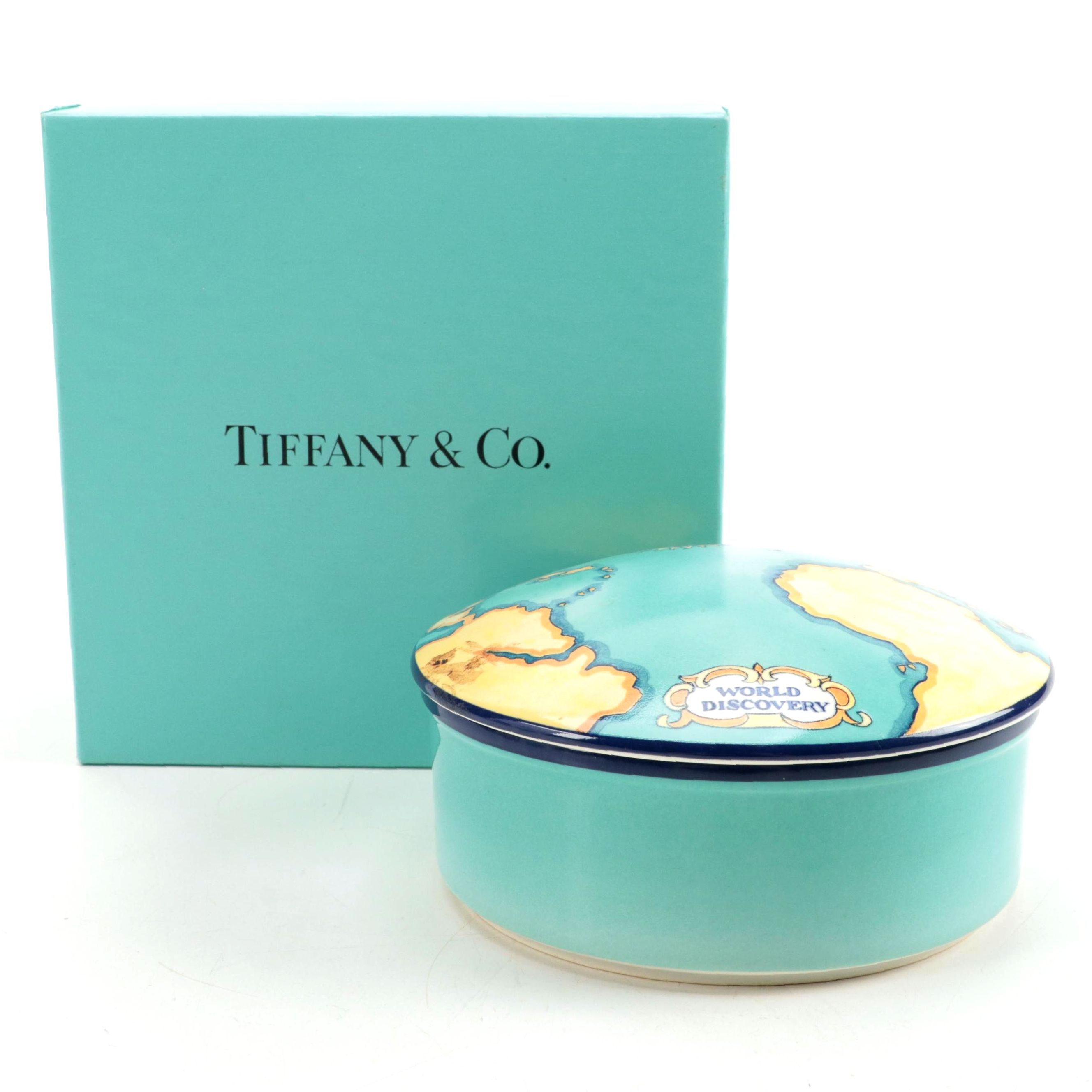 Tiffany & Co. for Tauck "World Discovery" Round Porcelain Box, 2000